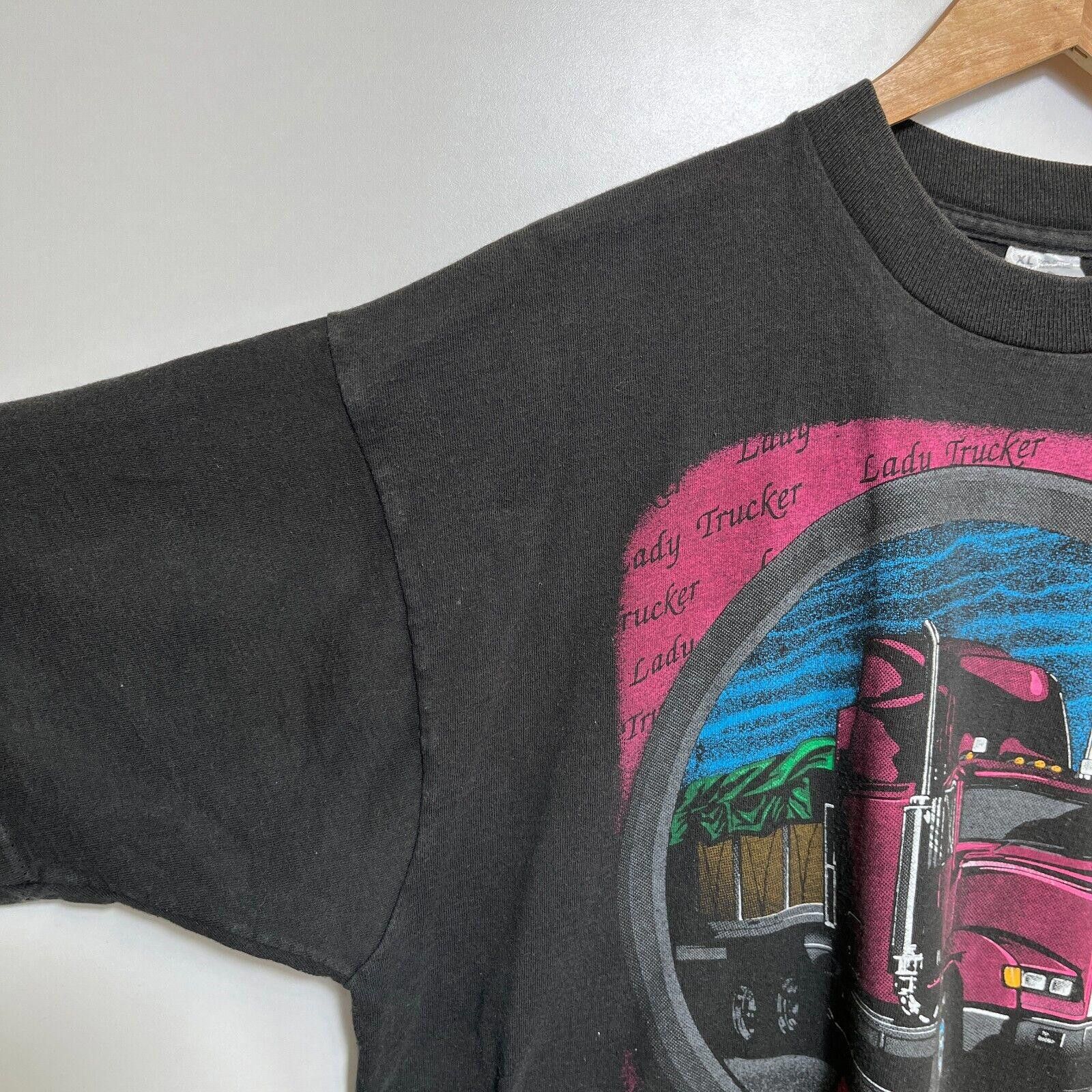 Fruit Of The Loom × Vintage Vintage 80s American Trucker T-shirt XL Highway Angel Size US XL / EU 56 / 4 - 6 Thumbnail