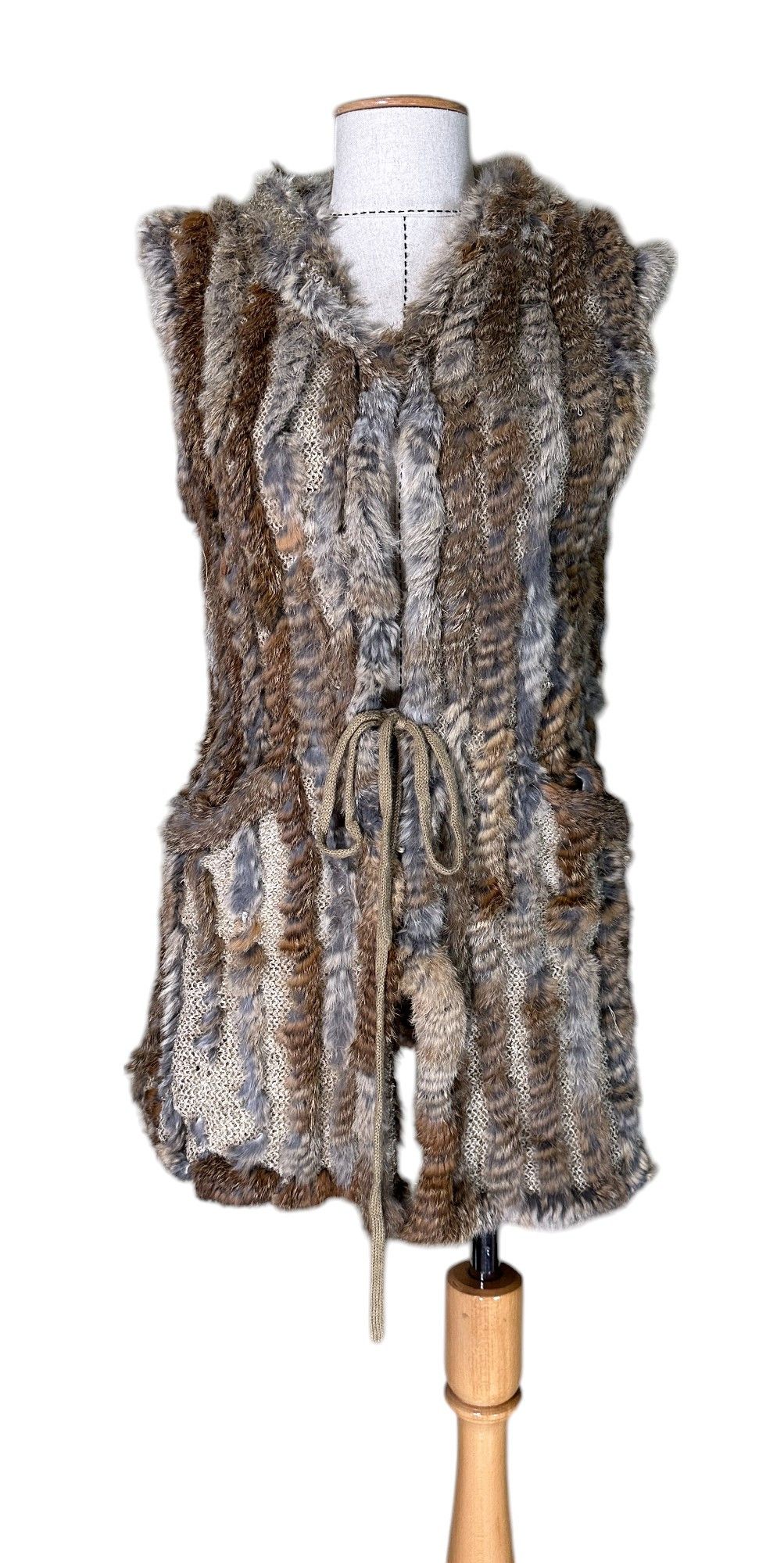 Haust Vest Hoodie Rabbit Fur