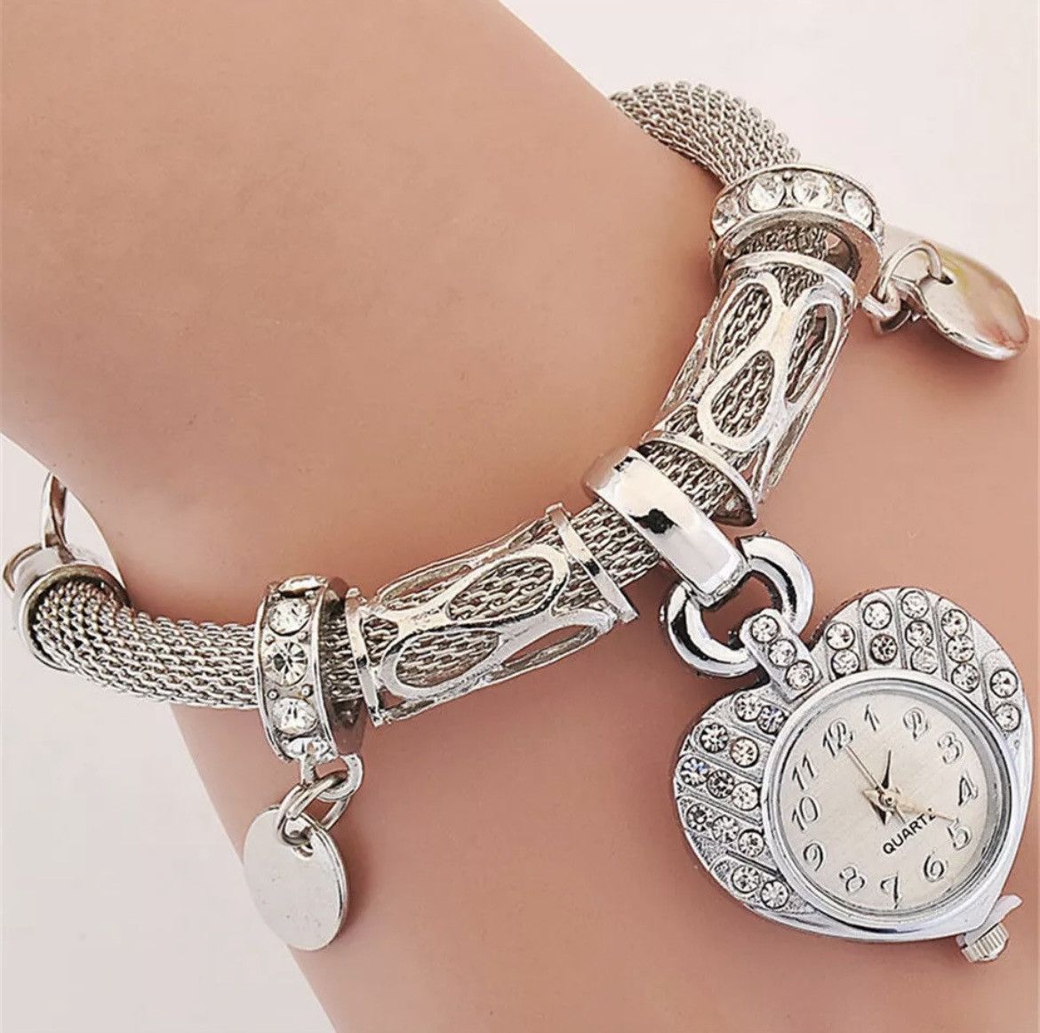 Other Silver Bangle Women's Wristwatch w/Crystal Accents (New) Size ONE SIZE - 1 Thumbnail