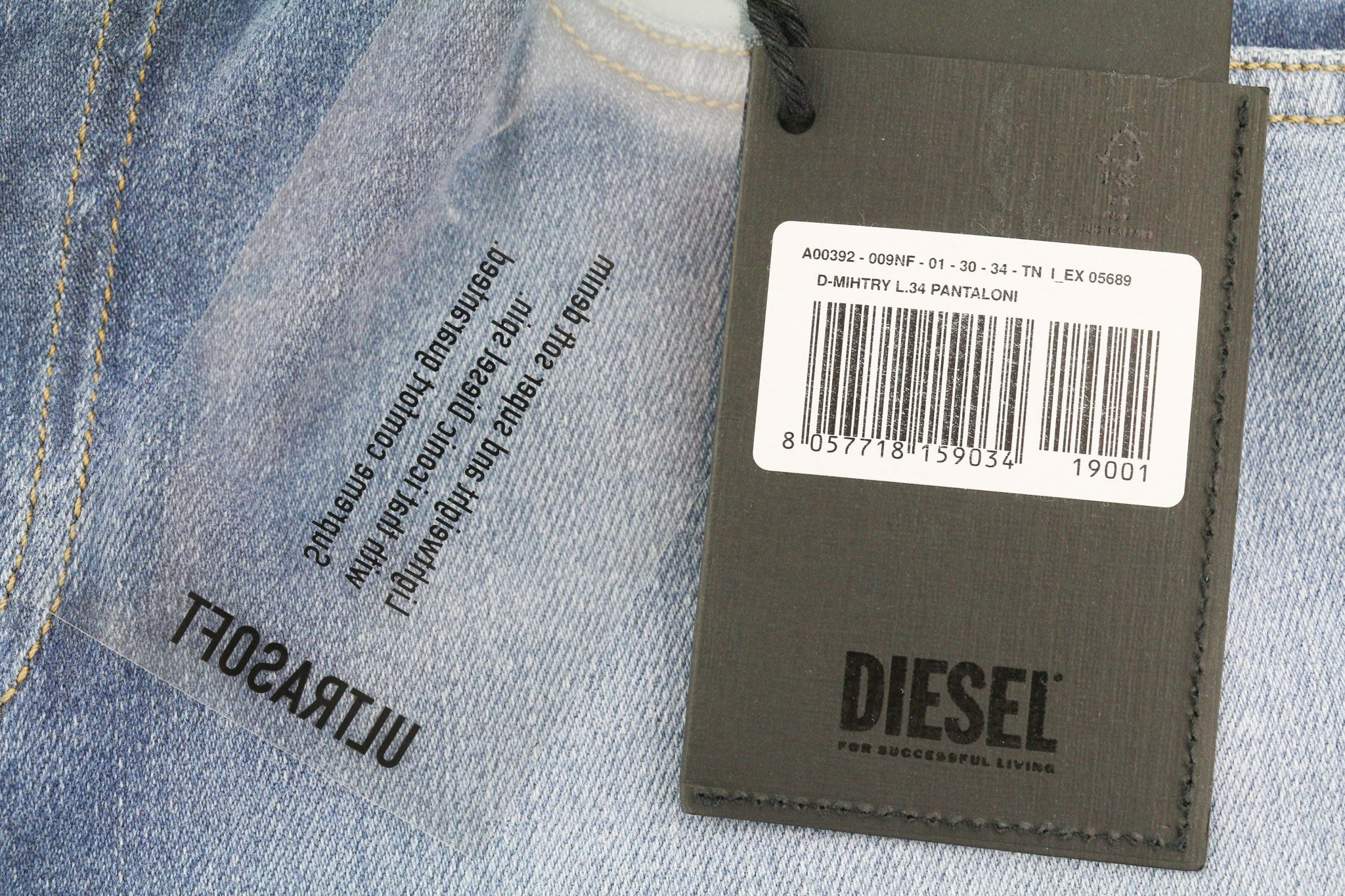 Diesel D-MIHTRY 009NF W30/L34 Straight Stretch Jeans 40185 Size US 30 / EU 46 - 7 Thumbnail