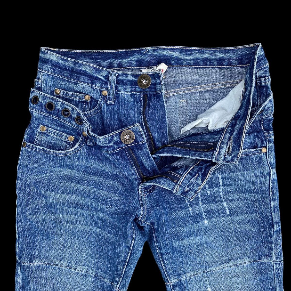 Hysteric Glamour × Japanese Brand Crazy Double Waist Thrashed Denim Jeans Size US 31 - 17 Thumbnail