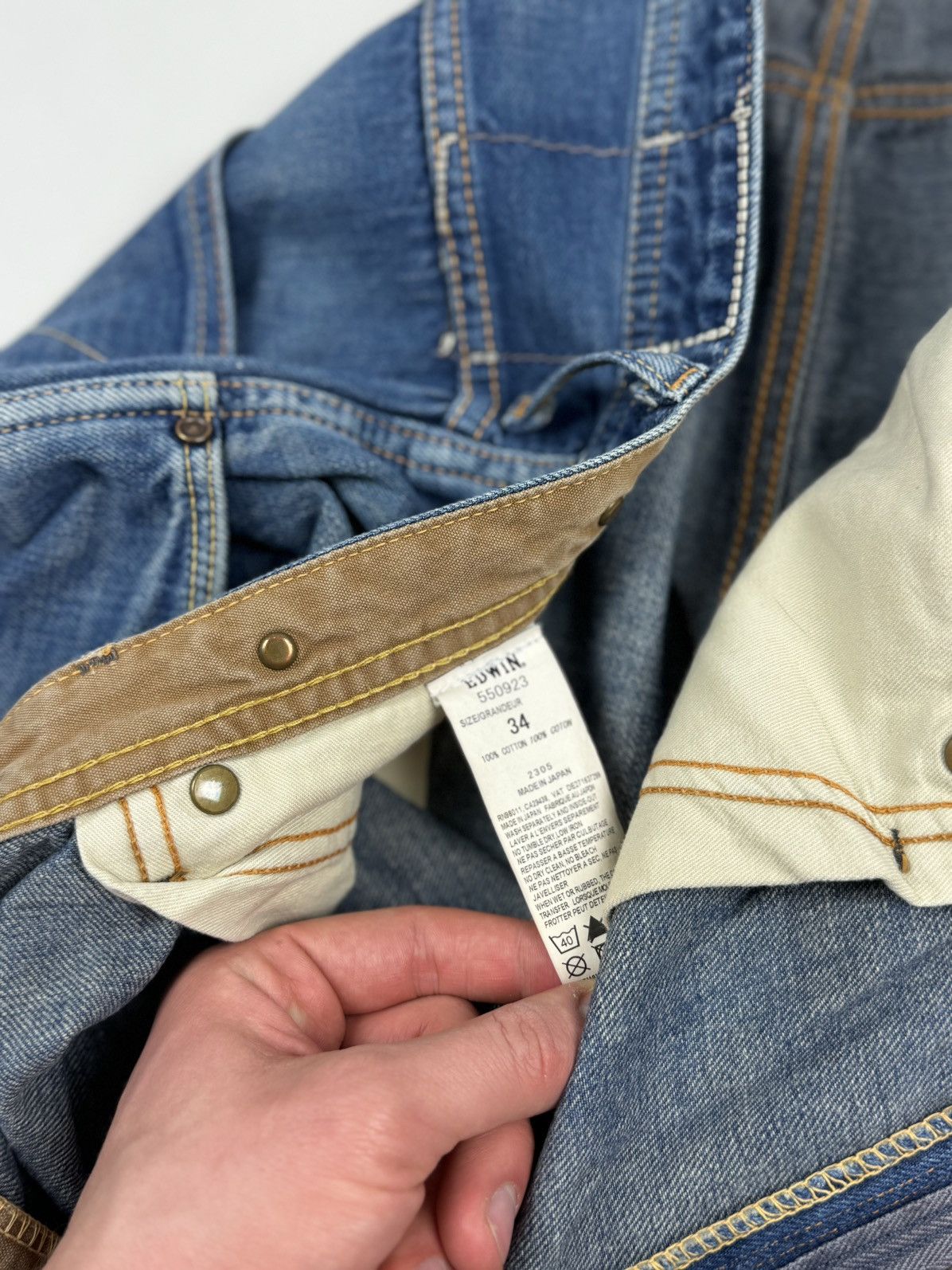 Edwin Edwin 550923 Over Works Factory Distressed Jeans Pants Size US 34 / EU 50 - 16 Thumbnail
