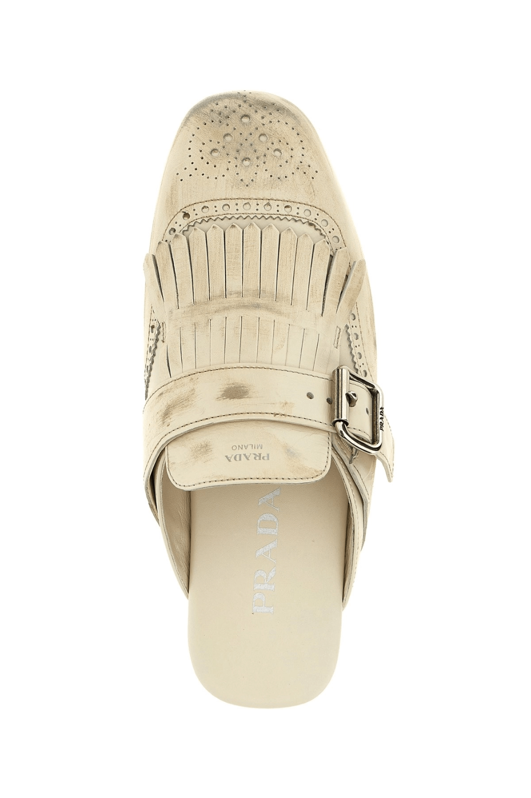 Prada PRADA White Leather Loafer Slippers New & Authentic Size US 10 / IT 40 - 4 Thumbnail