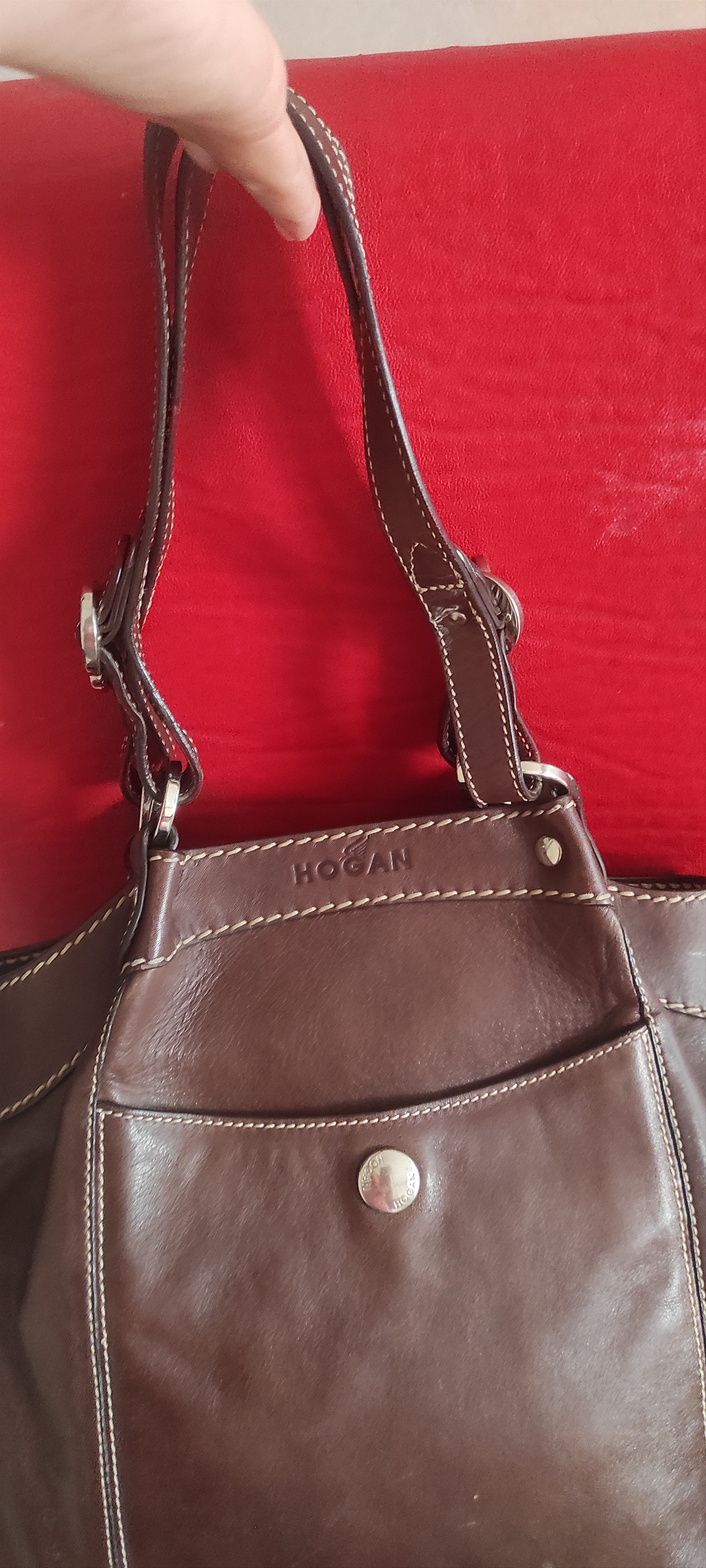 Hogan Hogan Vintage Cognac Brown Leather Shoulder Bag Made Italy Size ONE SIZE - 24 Thumbnail