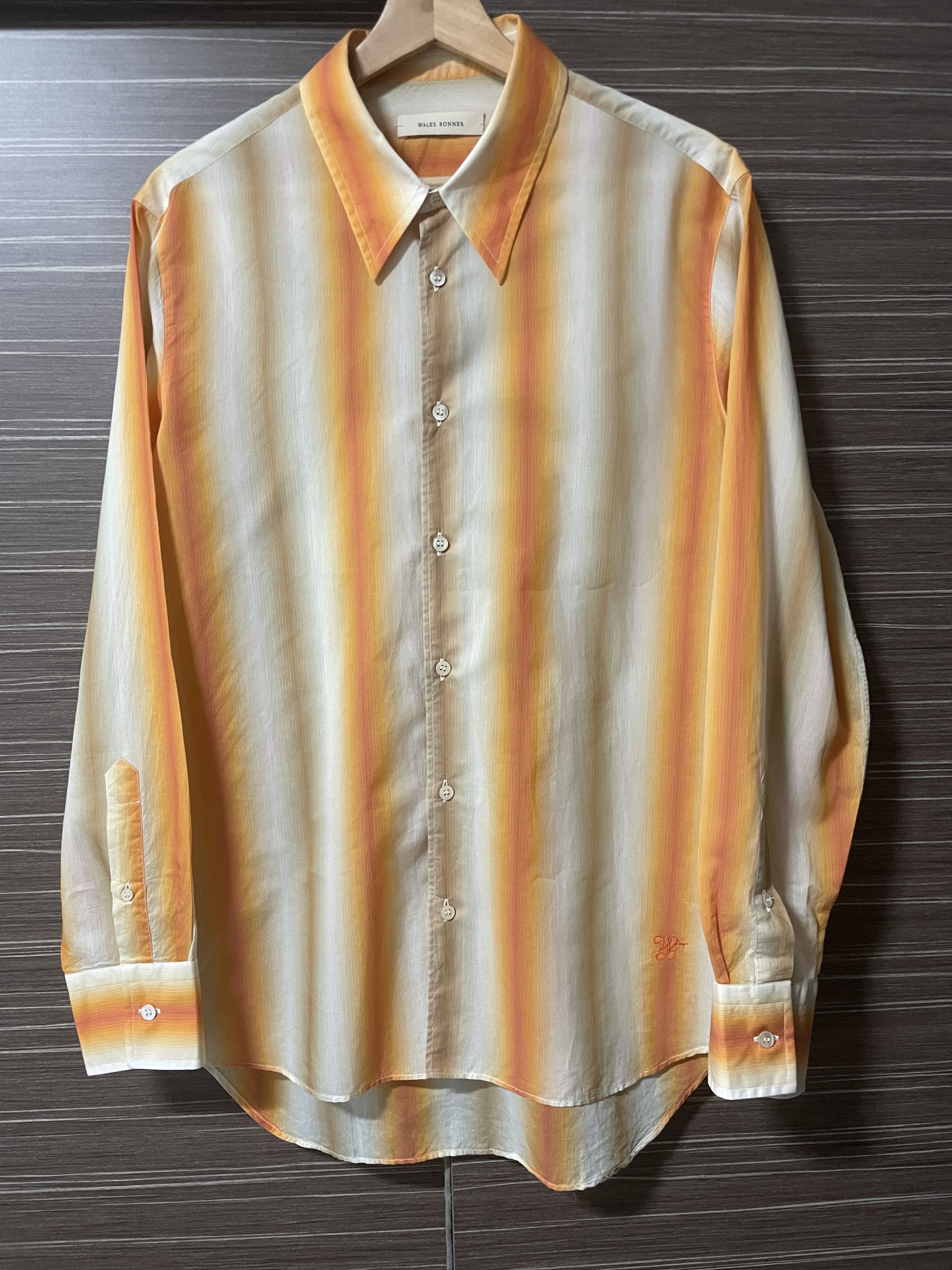 image of Wales Bonner Orange Cotton Silk Shirt, Men's (Size Medium)