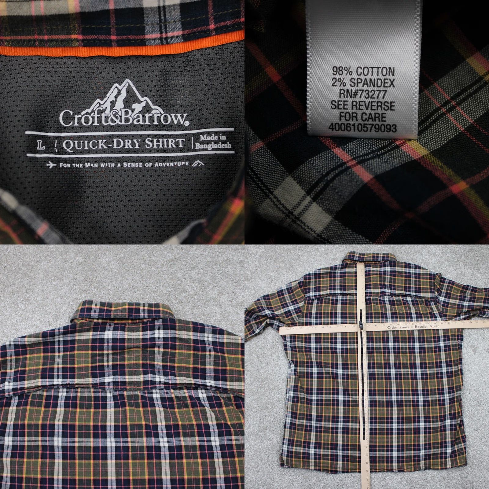 Croft & Barrow Croft & Barrow Quick Dry Shirt Mens Large Red/Blue/White Cotton Stretch S/S Button-Up Casual Travel Modern Graphic Print Size US L / EU 52-54 / 3 - 8 Thumbnail