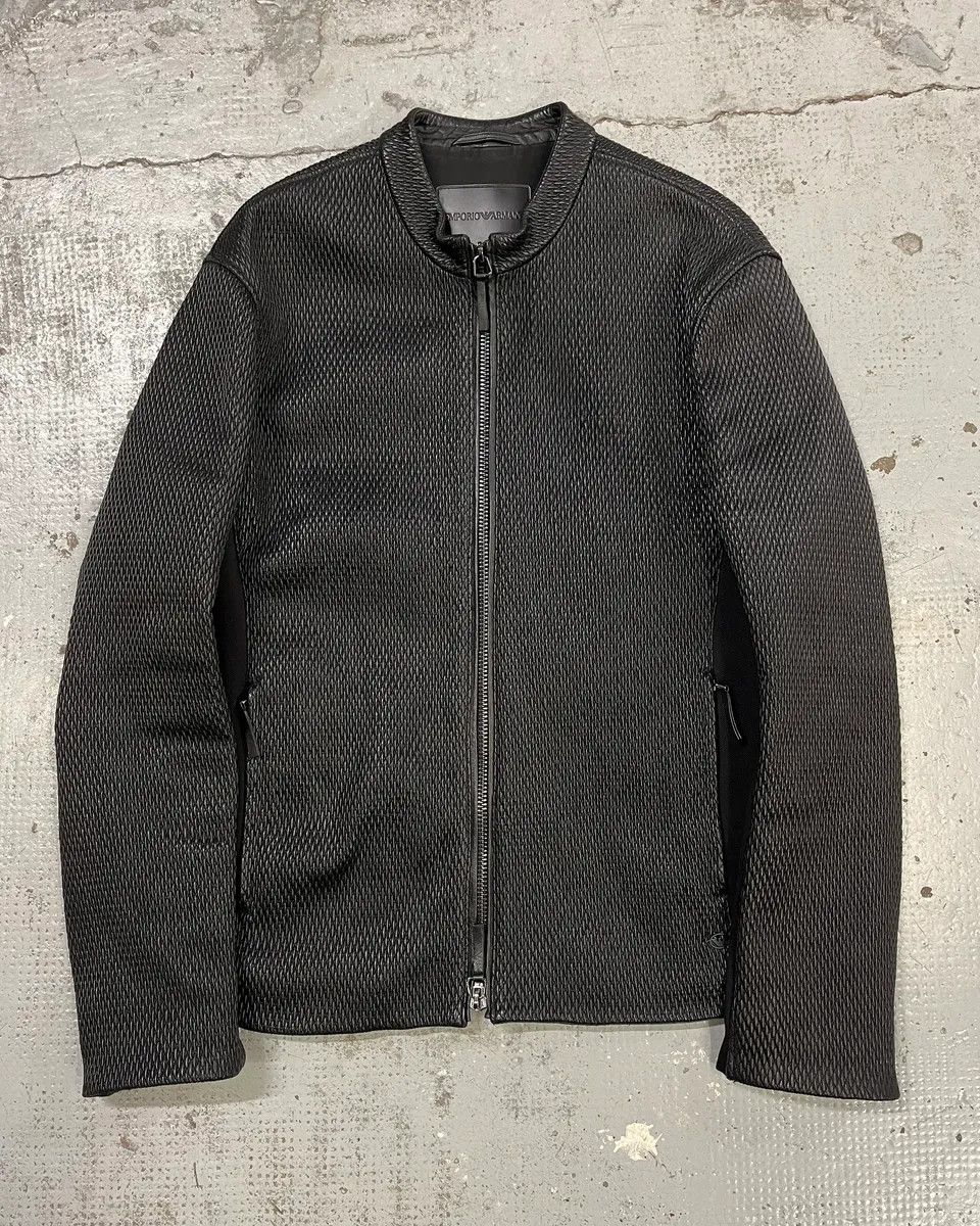 Emporio Armani FW2019 Emporio Armani Biker Black Leather Woven Jacket Size US M / EU 48-50 / 2 - 1 Thumbnail