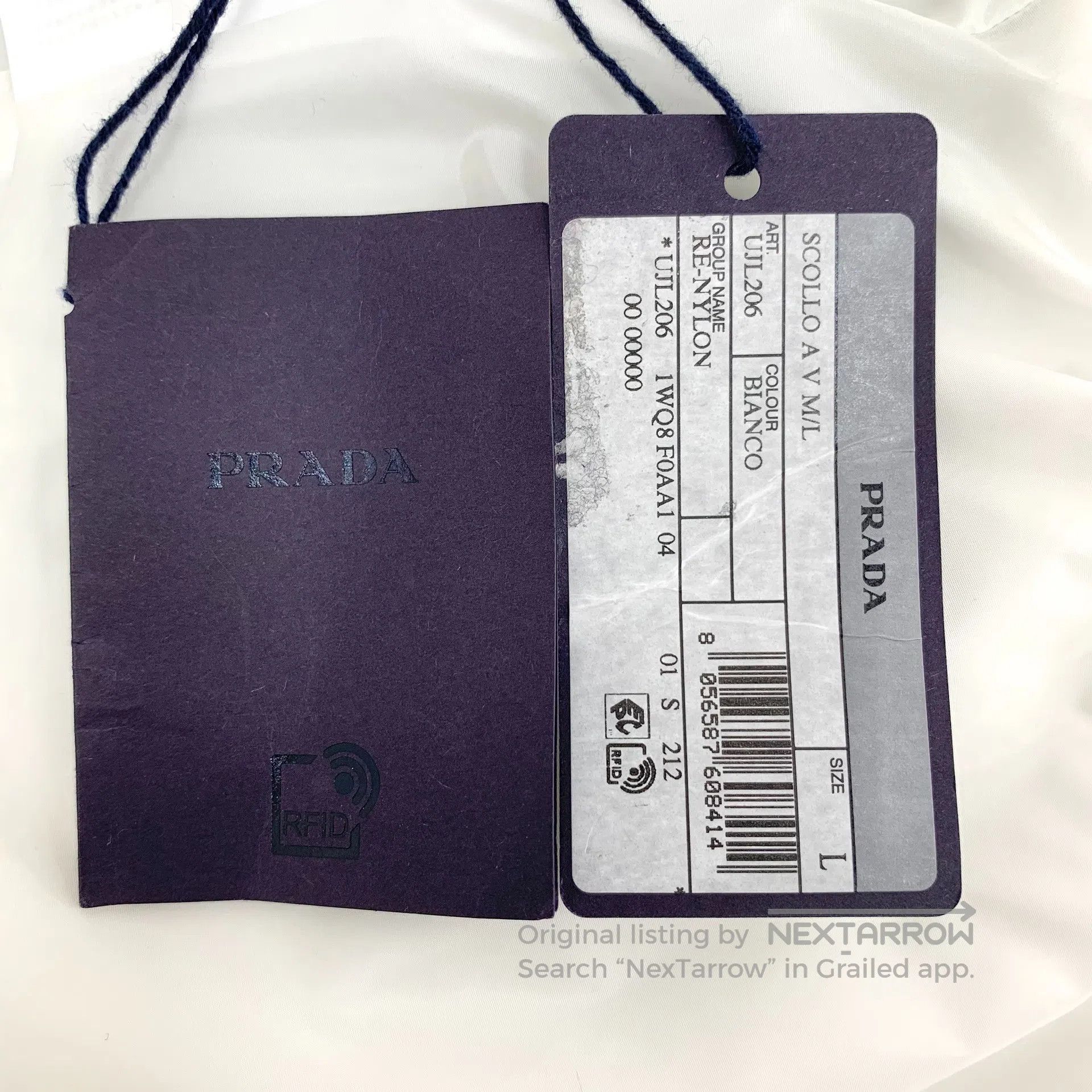 Prada Prada White Pocket Triangle Logo V-neck Long-sleeve Sweats Size US L / EU 52-54 / 3 - 7 Thumbnail