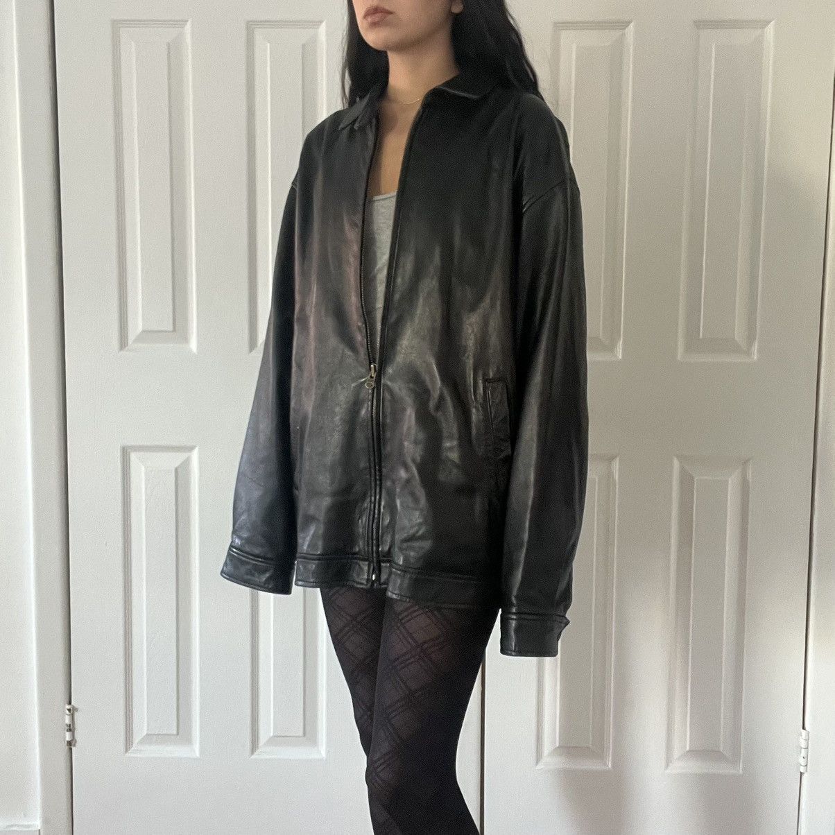 90s Ralph Lauren Leather Jacket BLACK L！ Vintage 90s Ralph Lauren Black Leather Jacket - L – Rokit