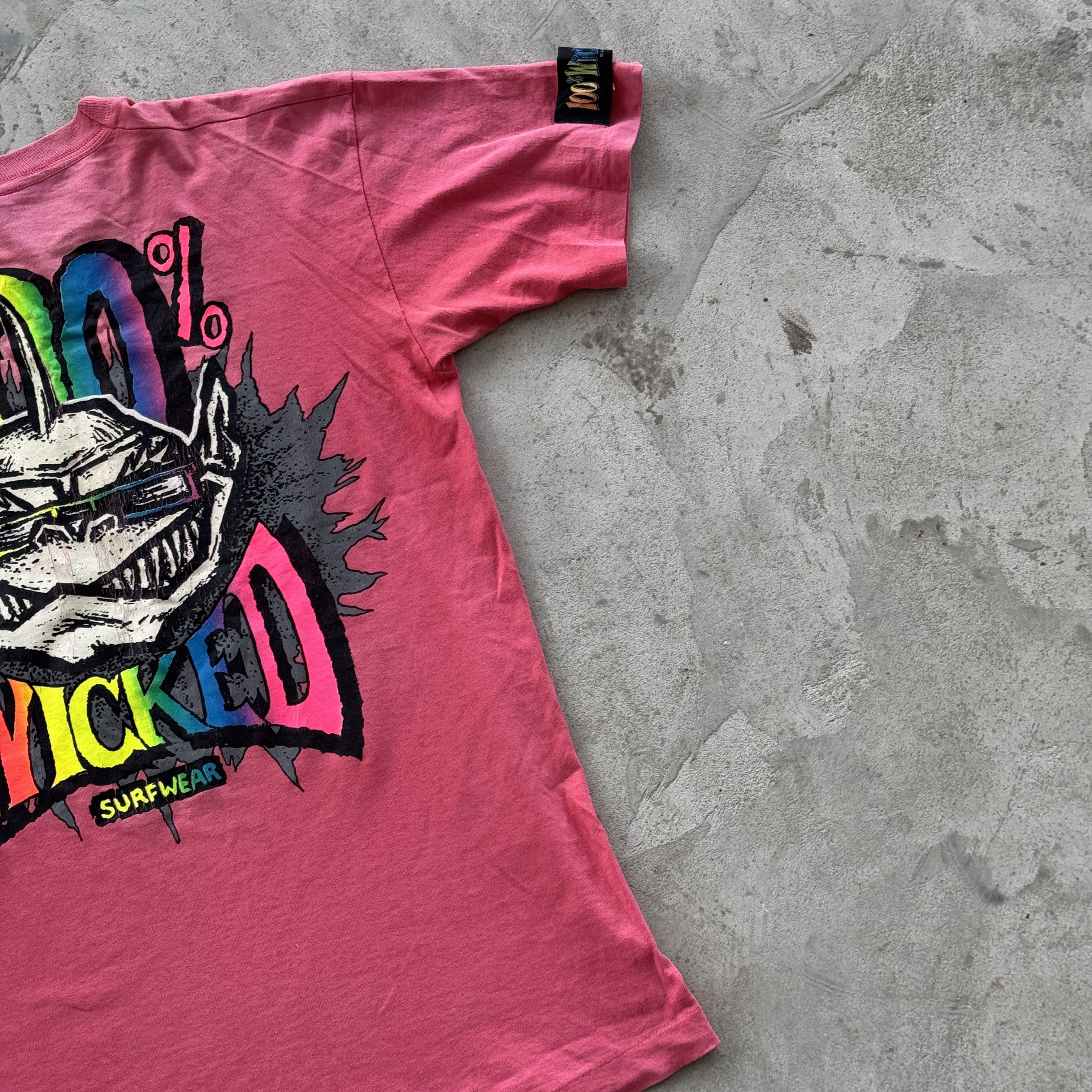 Vintage Vintage 90s 100% Wicked Surfwear Graphic Tee Size US L / EU 52-54 / 3 - 3 Thumbnail