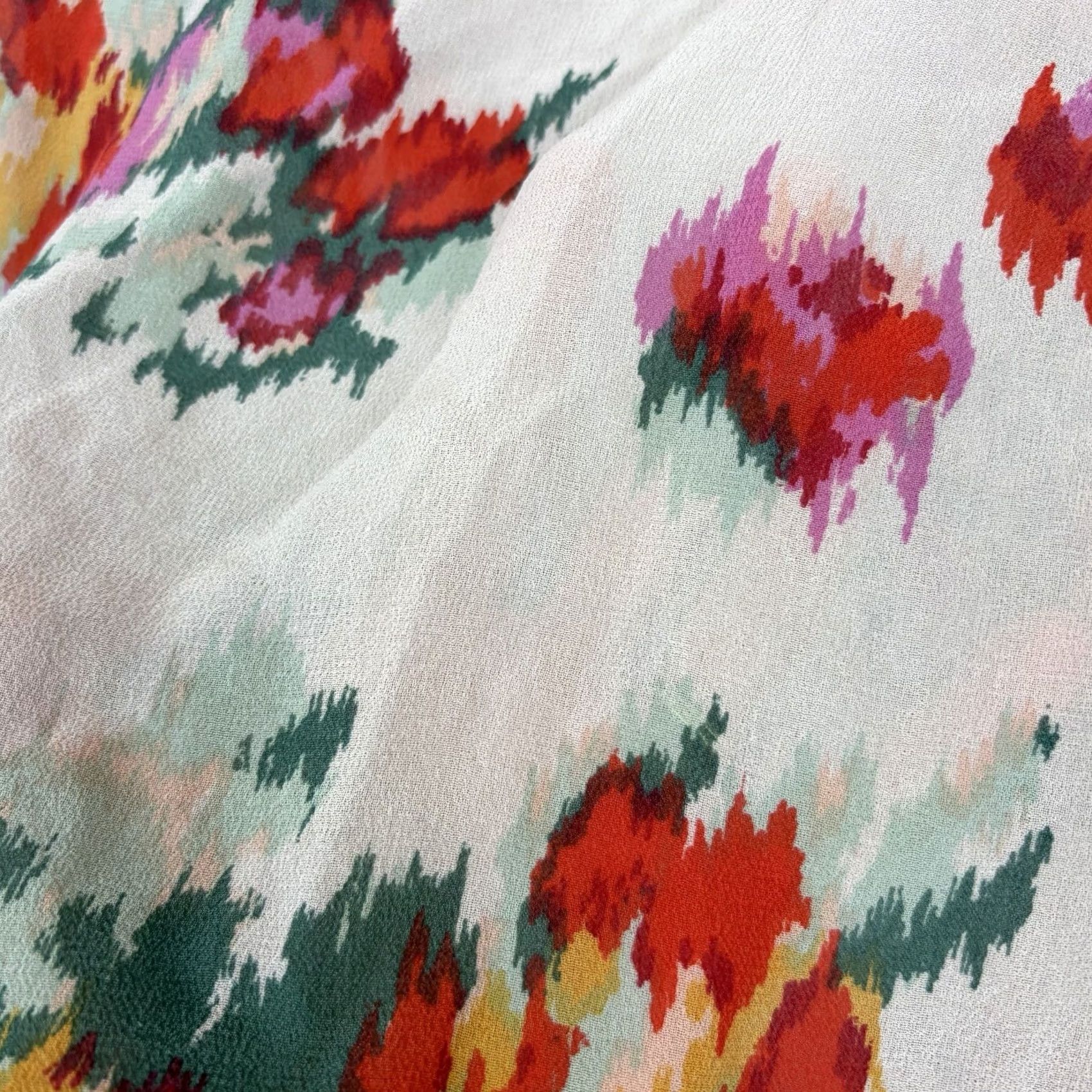Joie JOIE Blouse Shirt Womens S Floral Tunic Sheer Silk Chiffon V-Neck Long Sleeve Button Dry Clean Only Ivory Peasant Smocked Boho Casual 100% Silk Size S / US 4 / IT 40 - 5 Thumbnail