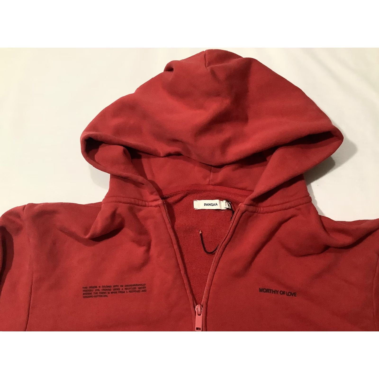 Pangaia PANGAIA Hoodie Mens XL Red WORTHY OF LOVE Graphic Full Zip Fleece Casual Size US XL / EU 56 / 4 - 2 Thumbnail