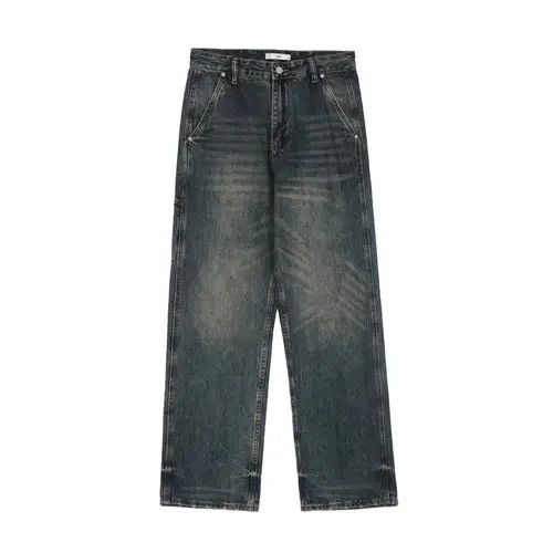 Japanese Brand × Jean Washed distressed American high street loose straight jeans Size US 34 / EU 50 - 1 Thumbnail