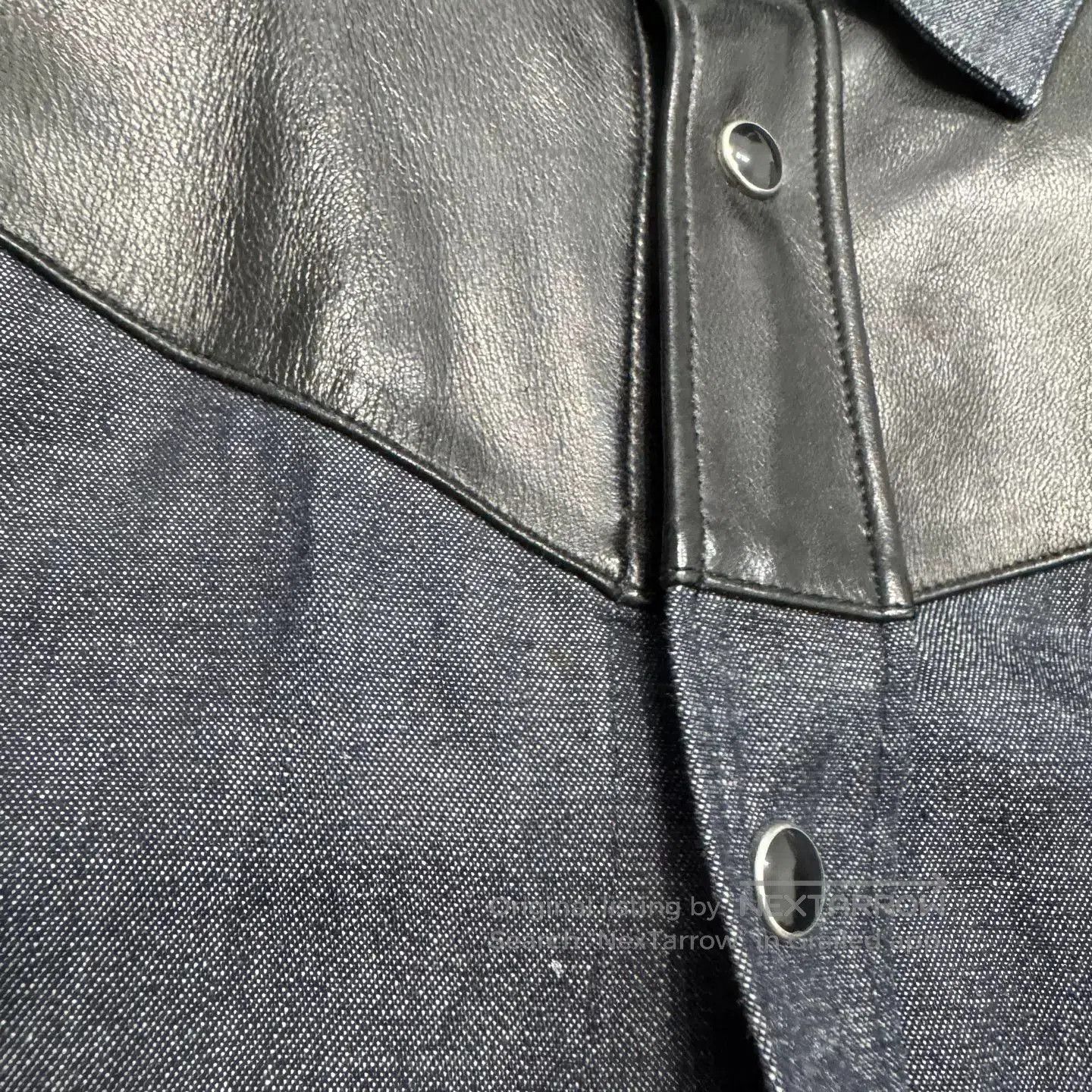 Saint Laurent Paris SLP Denim Leather Patchwork Shirt. Size US XXS / EU 40 - 4 Thumbnail