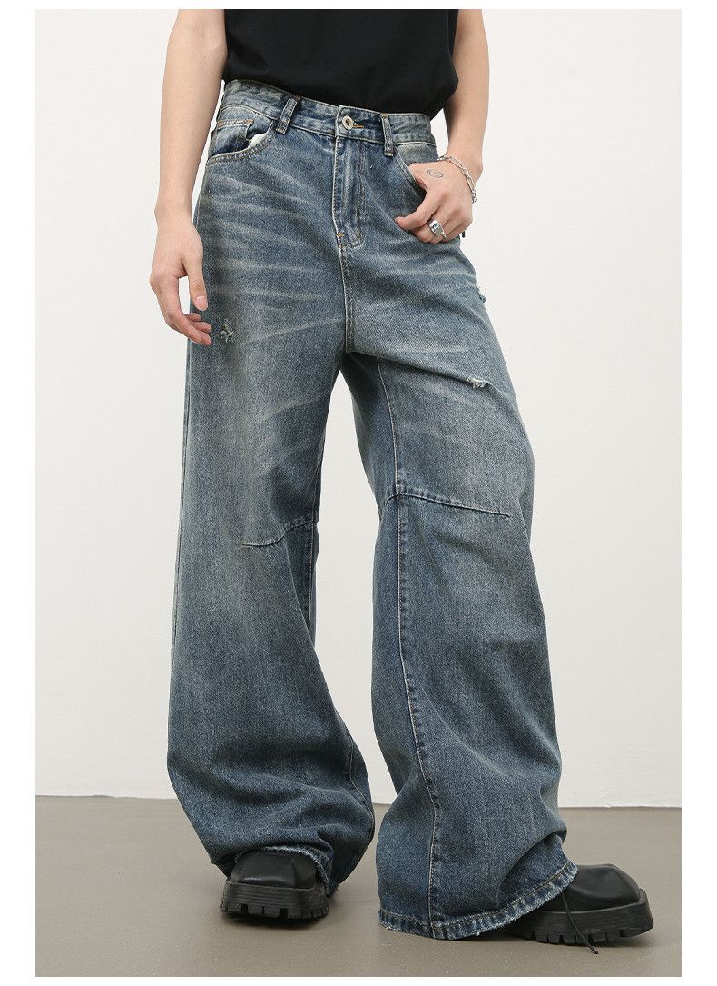 Japanese Brand × Jean Men's vintage washed distressed loose straight casual jeans Size US 32 / EU 48 - 4 Thumbnail
