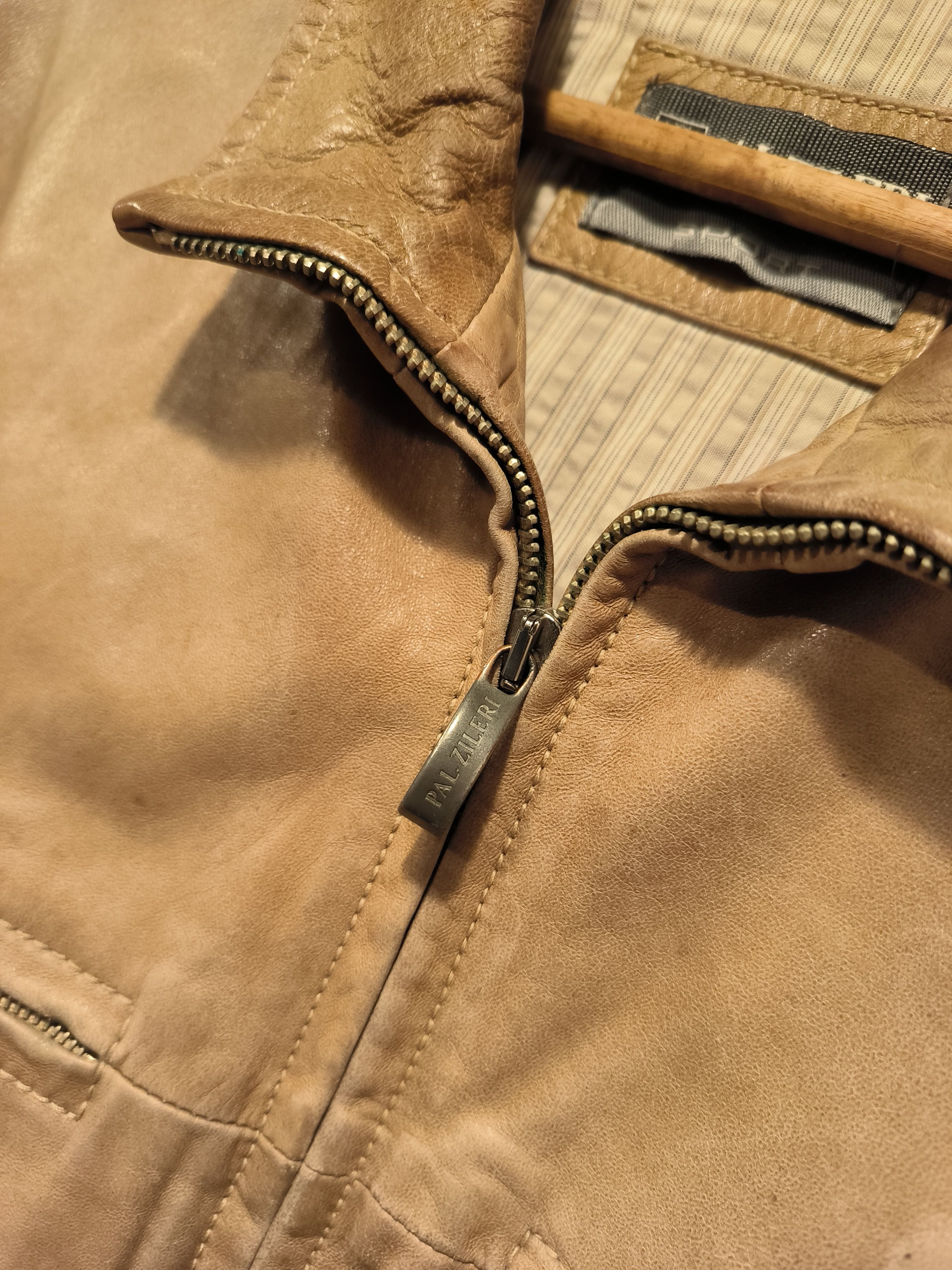 Pal Zileri × Vintage Vintage Pal Zileri Sport Leather Jacket Beige Size US M / EU 48-50 / 2 - 6 Thumbnail