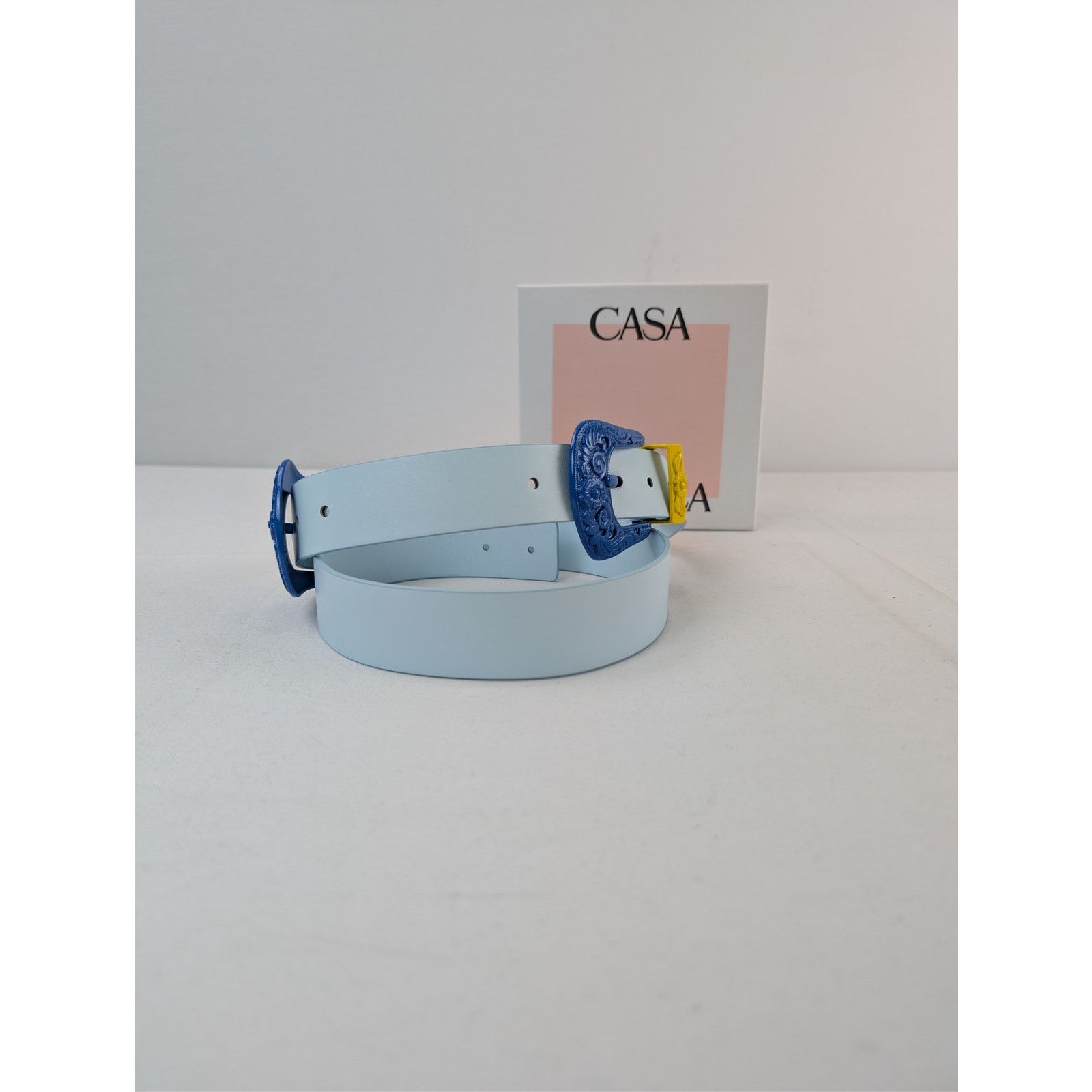 Casablanca o1rshd1 Size: 90 / Leather Comboy Buckle Belt in Light Blue Size 36 - 19 Thumbnail