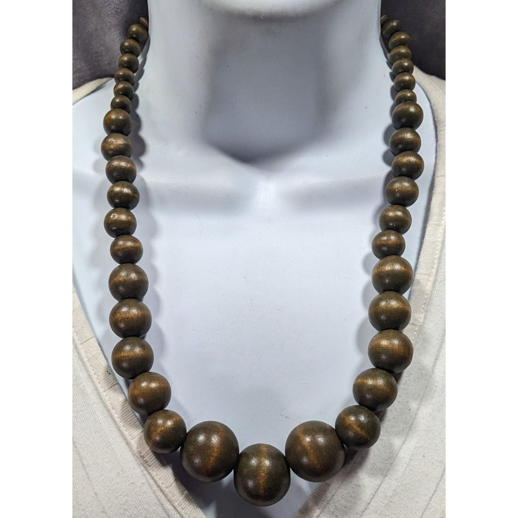 Other Vintage Rustic Brown Wood Beaded Necklace Size ONE SIZE - 2 Thumbnail