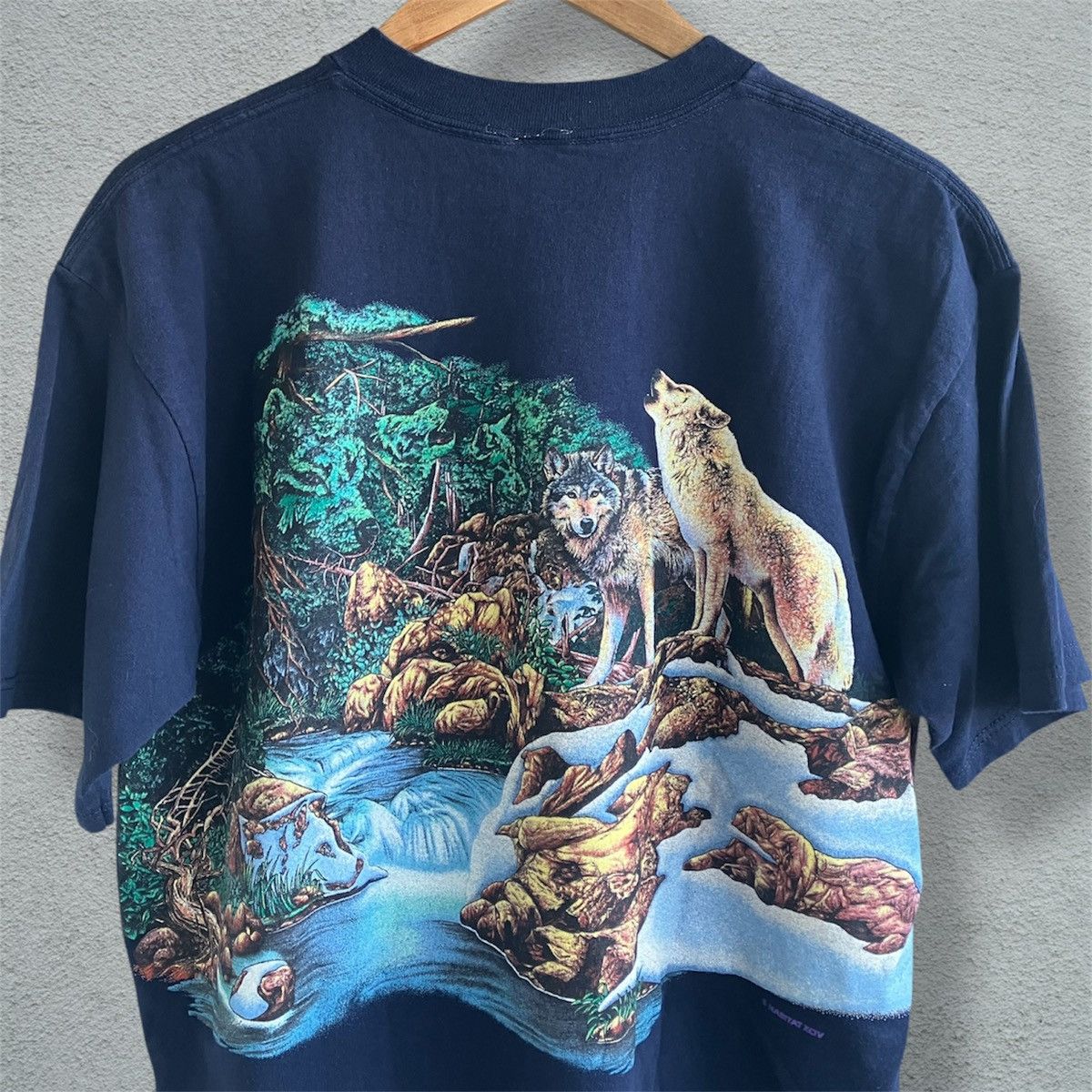 Other Vintage 90s Wrap Around Wolf Nature Tee Shirt Animal Habitat Size US L / EU 52-54 / 3 - 4 Thumbnail