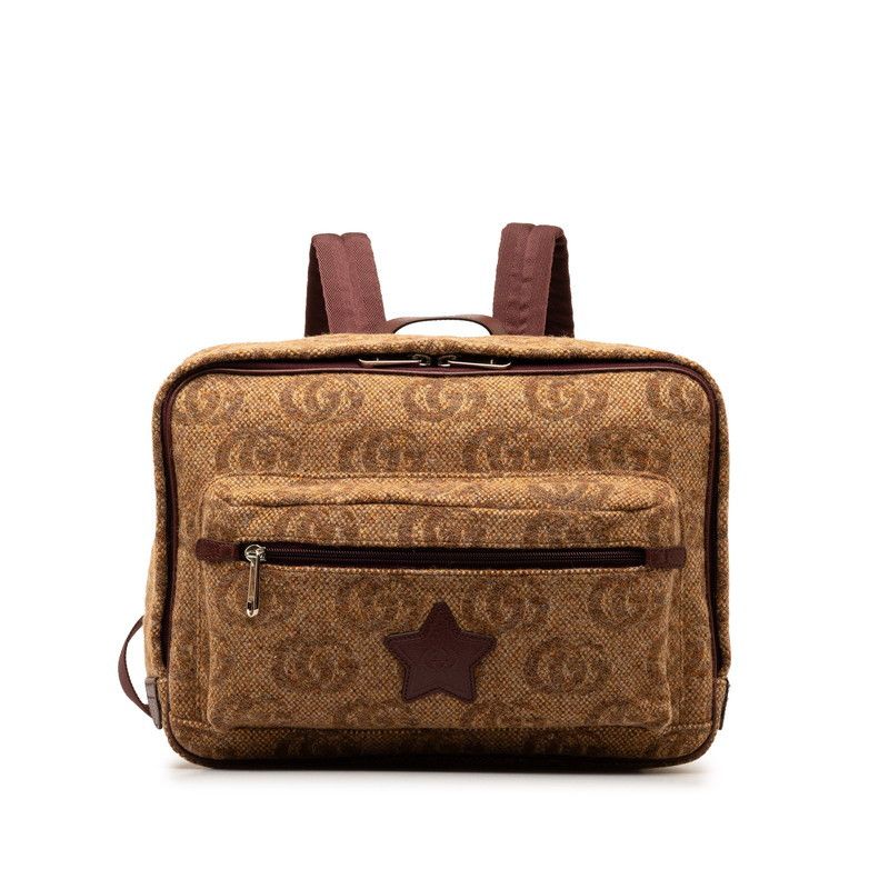 image of Gucci Double G Wool Kids Backpack in Brown
