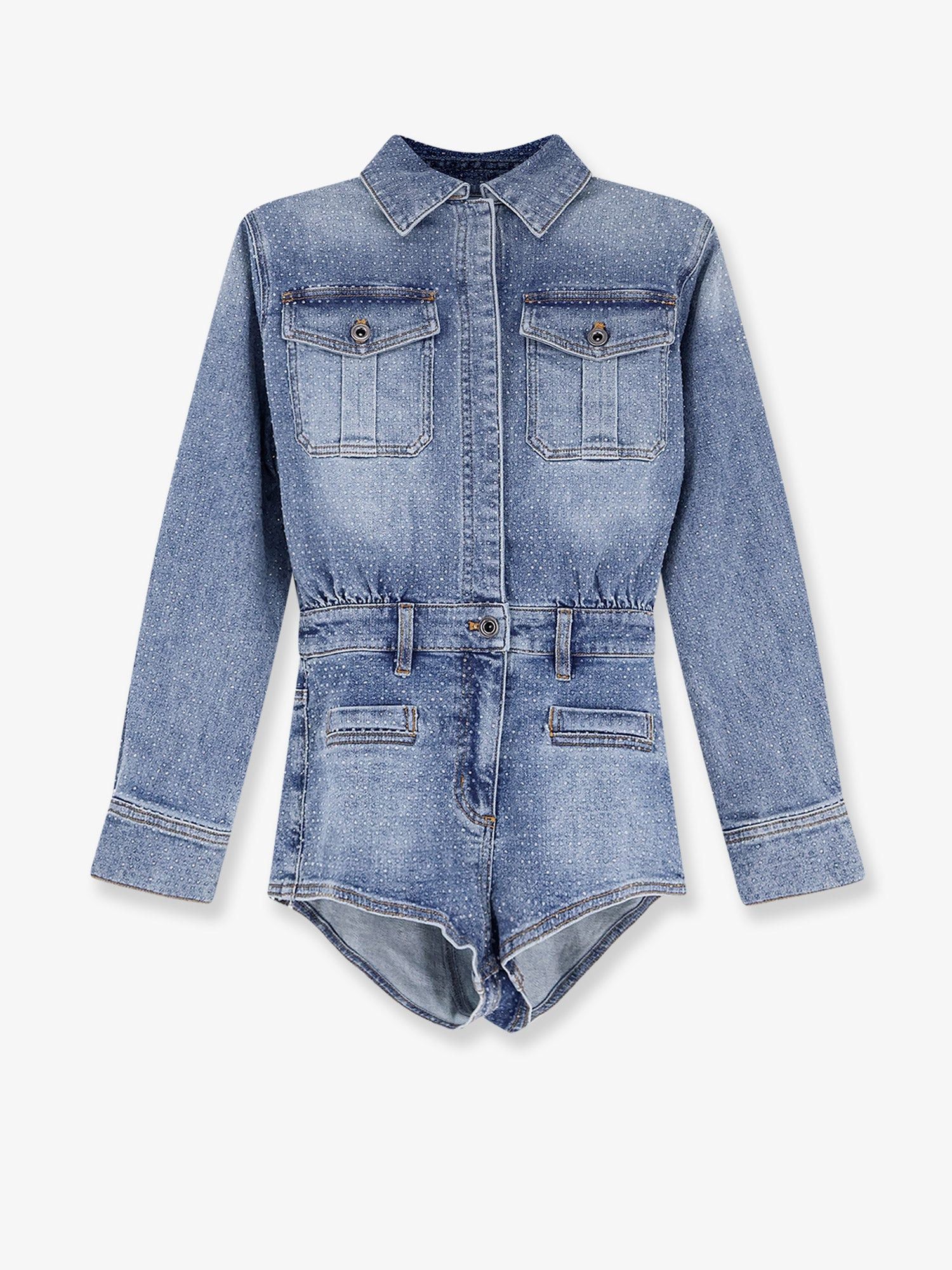 Self-Portrait Denim Jumpsuit With Rhinestones Size M / US 6-8 / IT 42-44 - 1 Thumbnail