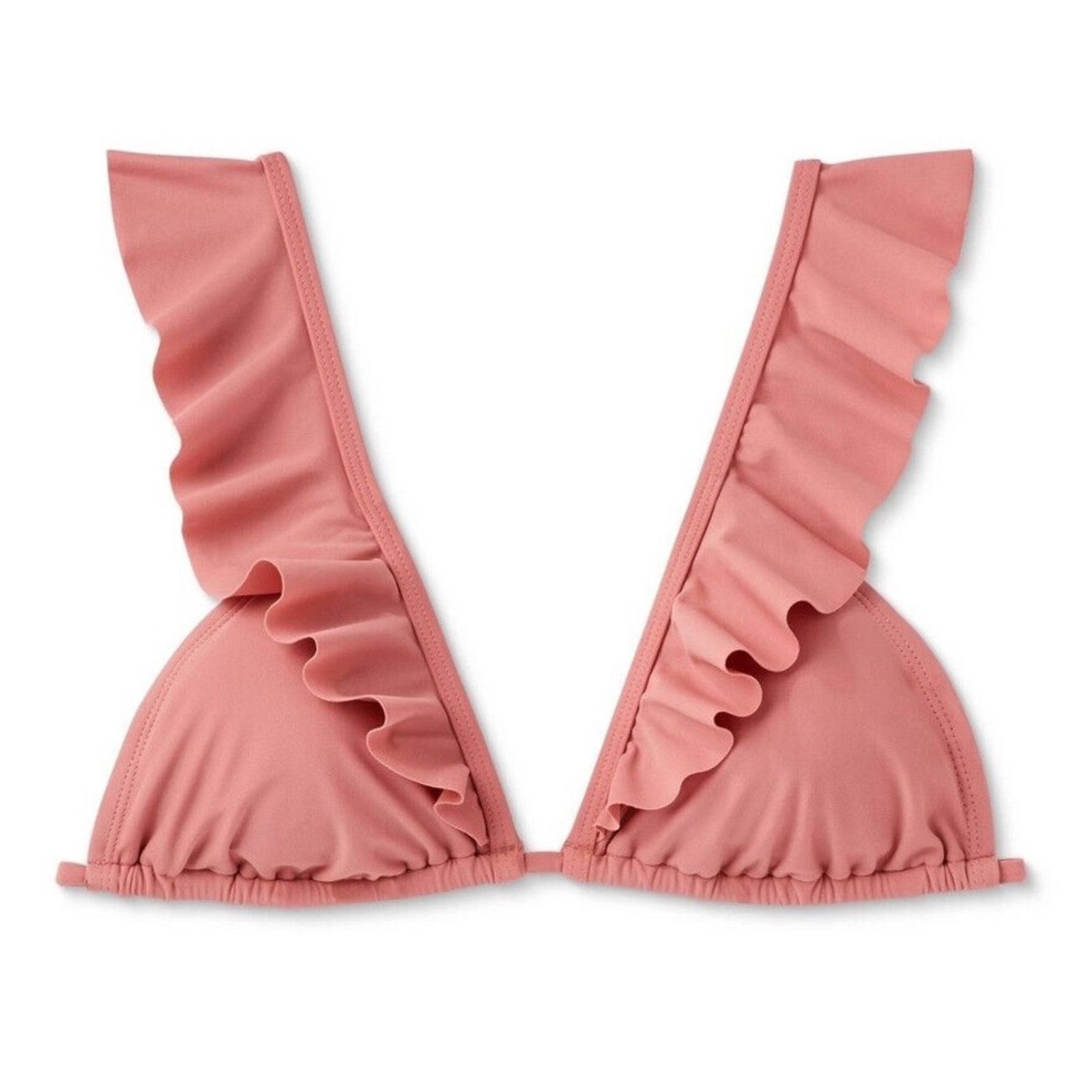 Target Basics New Target Blush Pink Triangle Ruffle Tie Bikini Swim Top, Women's (Size XL)