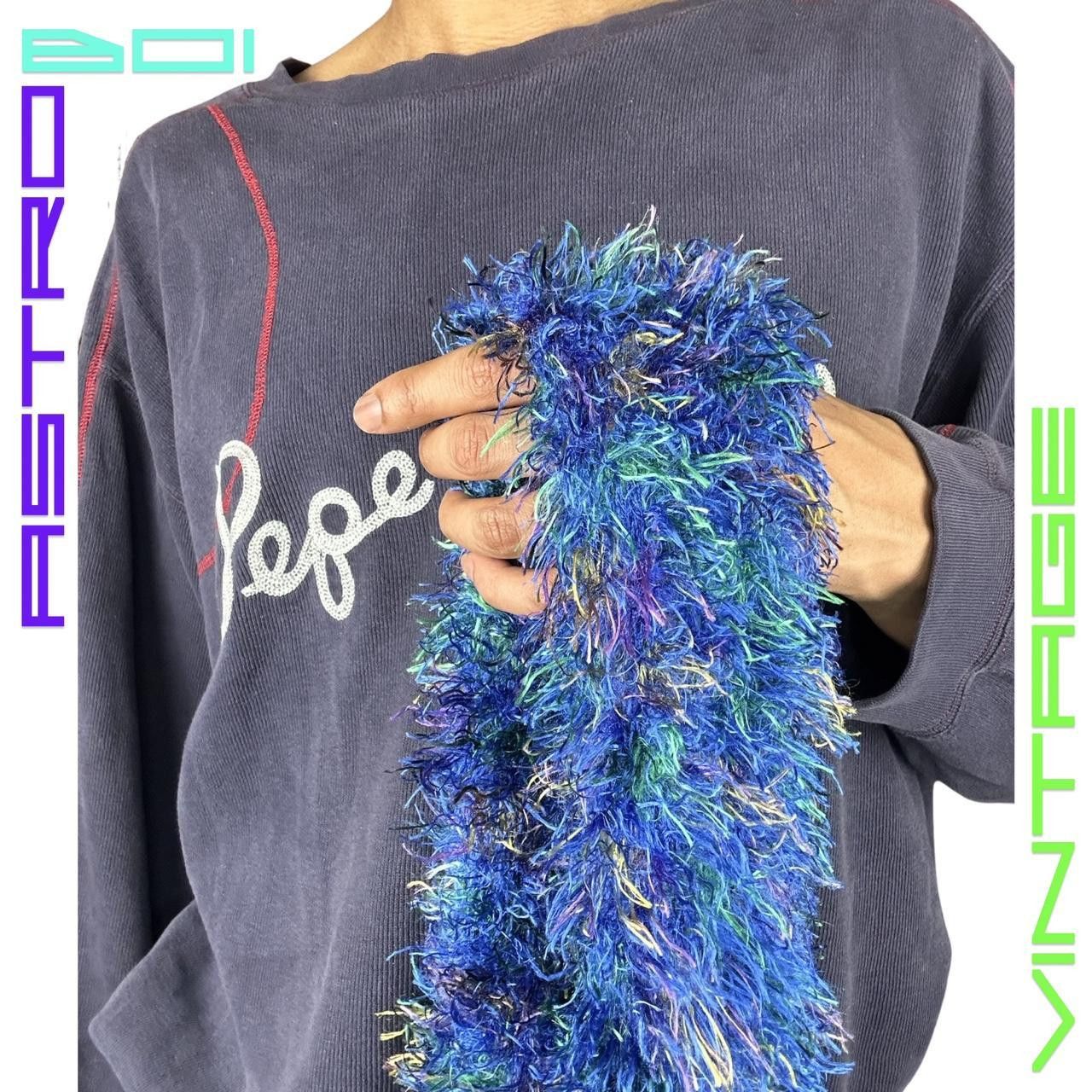 Other Vintage Handknit Blue Fuzzy Winter Scarf Size ONE SIZE - 4 Thumbnail