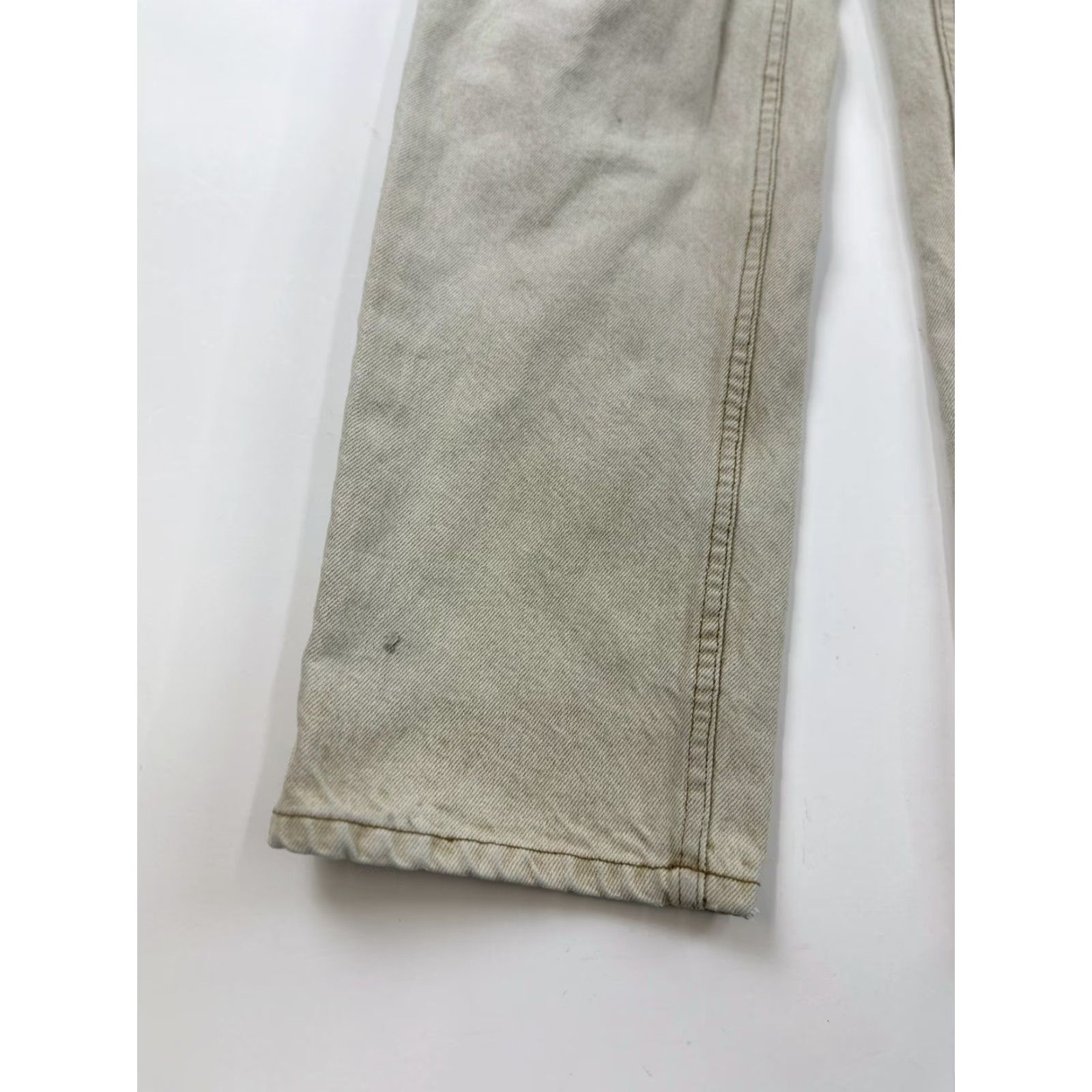 Denime VINTAGE Attrak Jeans Mens 33X30 Beige Denim Jeans Mid Rise Straight 5-Pocket Cotton Belt Loops Logo Button Mens Size US 33 - 3 Thumbnail