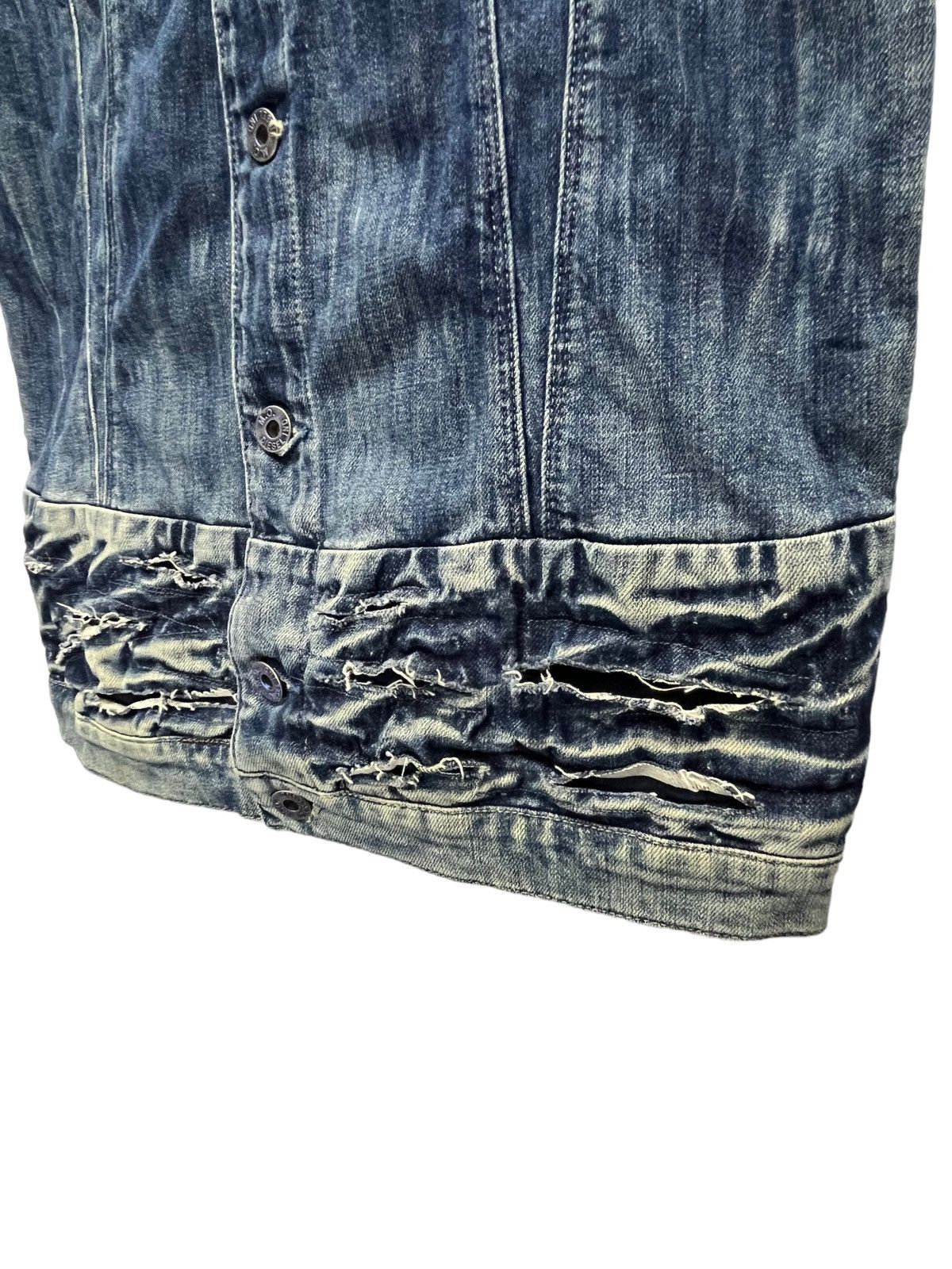 Diesel Vtg DIESEL Long Stretch Denim Shirt Punk Destroyed Design Size S / US 4 / IT 40 - 6 Thumbnail