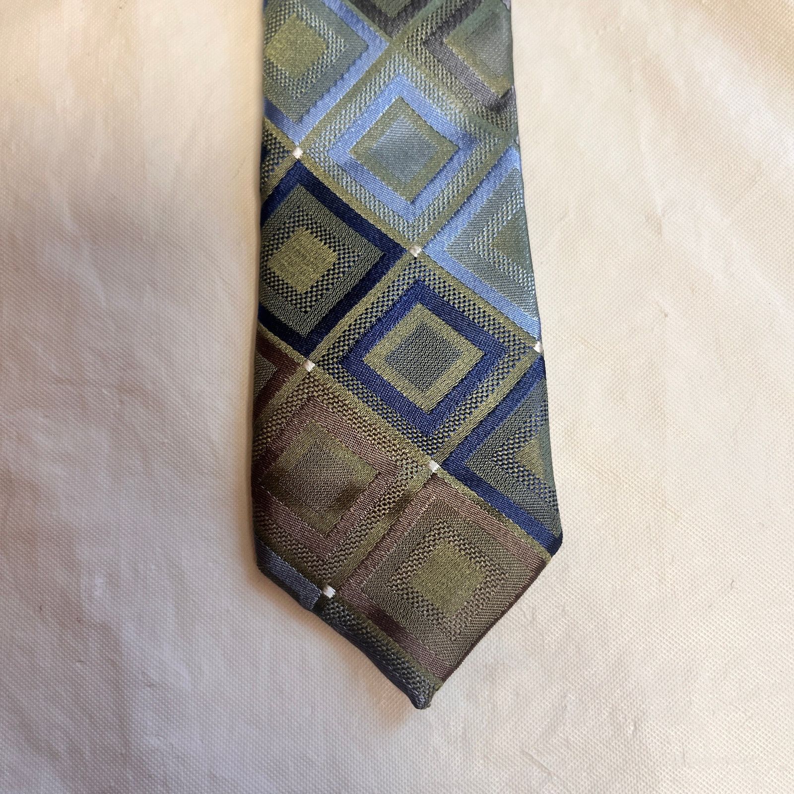 Joseph Abboud Joe Joseph Abboud Geometric Patterned Silk Necktie Size ONE SIZE - 5 Thumbnail