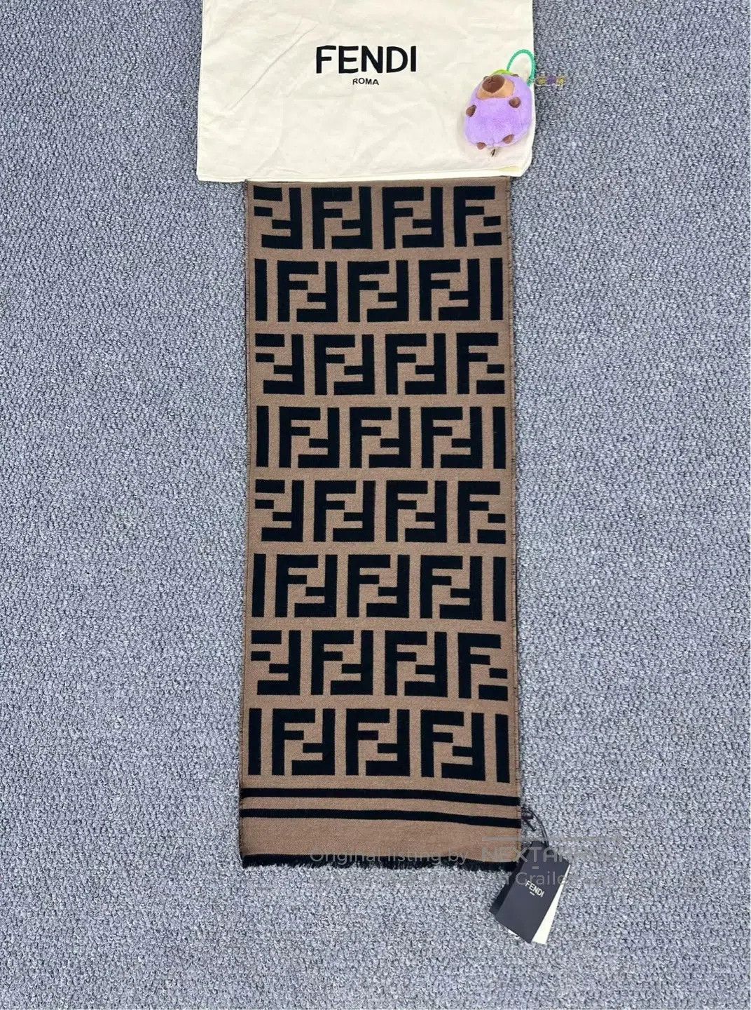 Fendi FENDI Classic Brown Monogrammed Old Logo Scarf| Size ONE SIZE - 2 Thumbnail