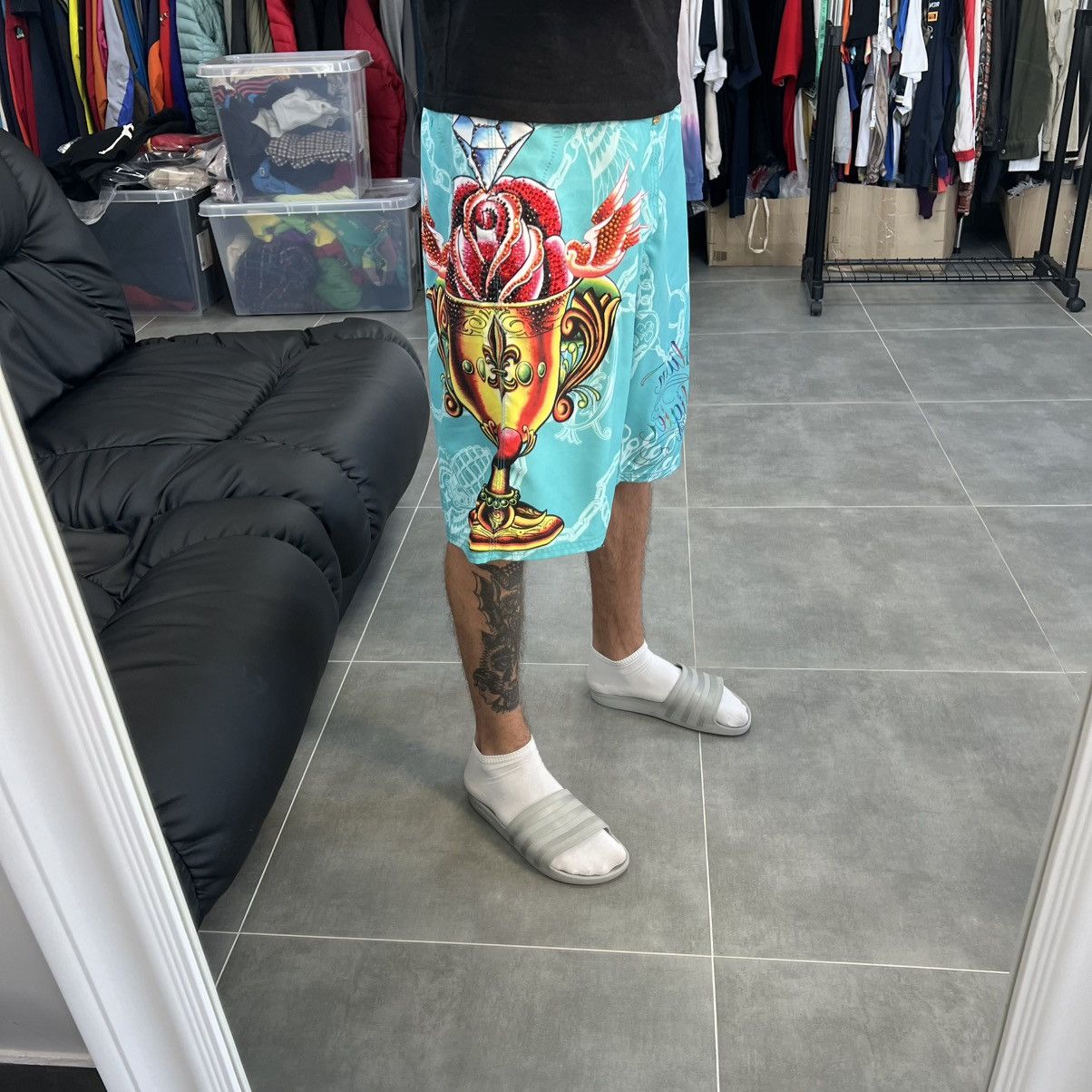 Christian Audigier Christian Audigier Surf Style Tattoo Y2K Board Men Shorts Size US 33 - 3 Thumbnail