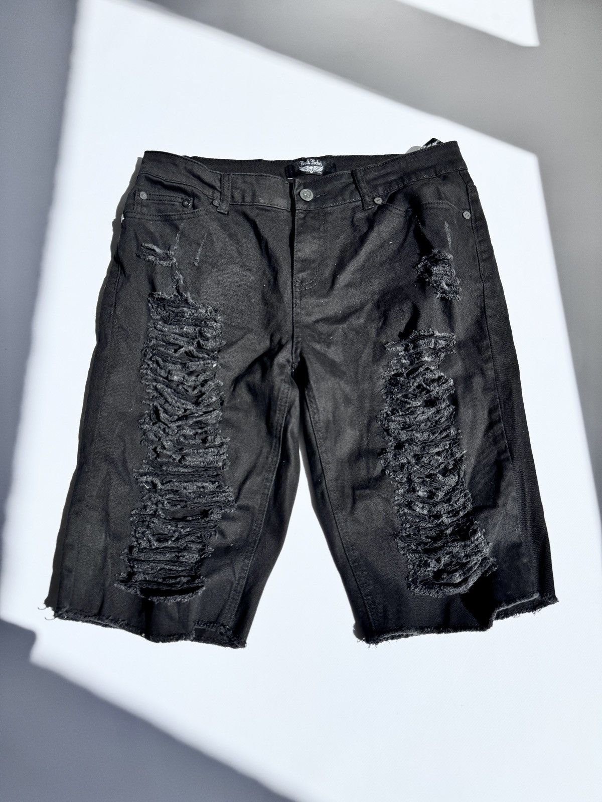 If Six Was Nine Rock Label Affliction Gothic Shorts Holes Size US 32 / EU 48 - 1 Thumbnail