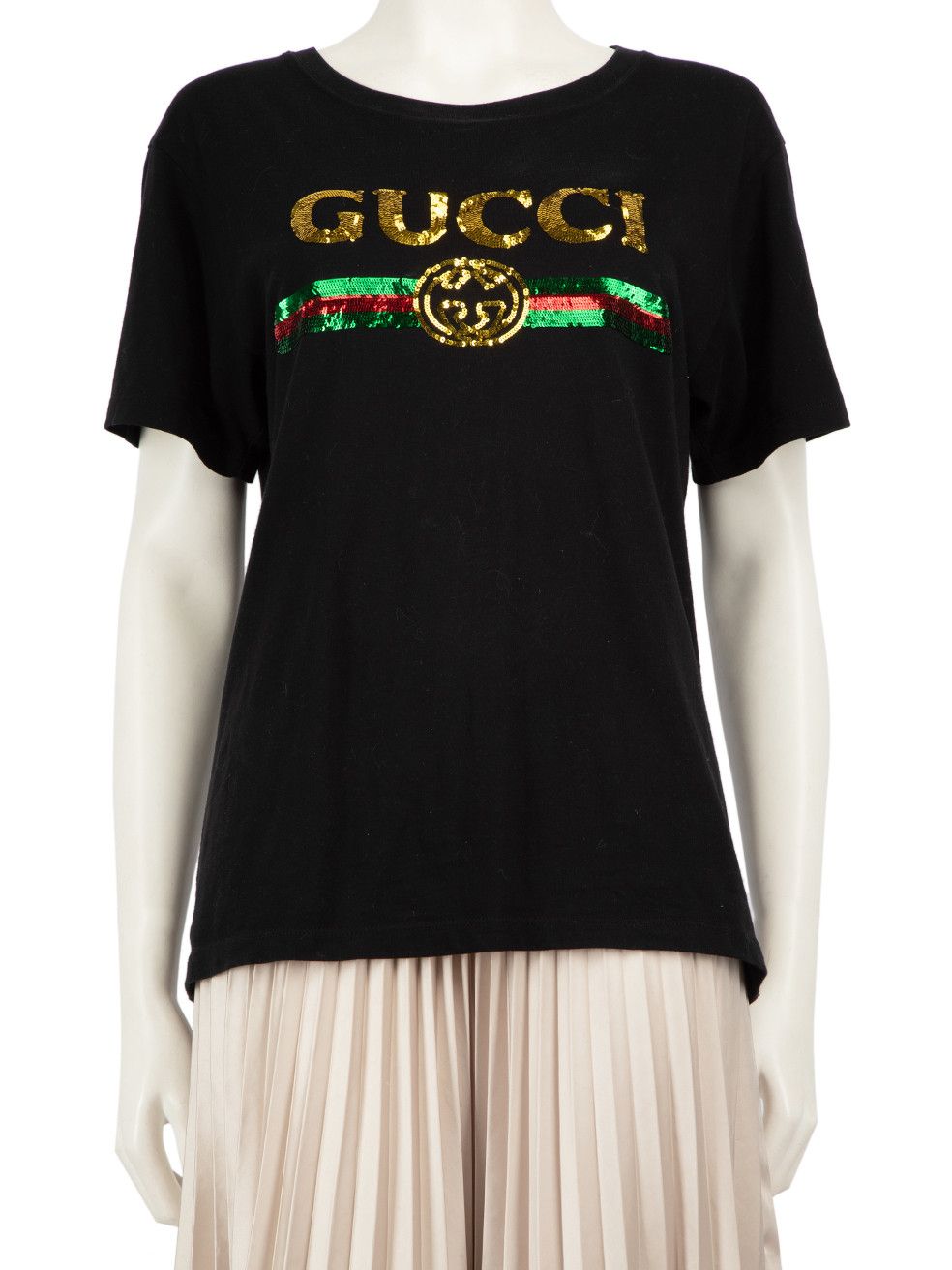 Gucci Black Sequin Tiger Logo T-Shirt Size S / US 4 / IT 40 - 1 Thumbnail