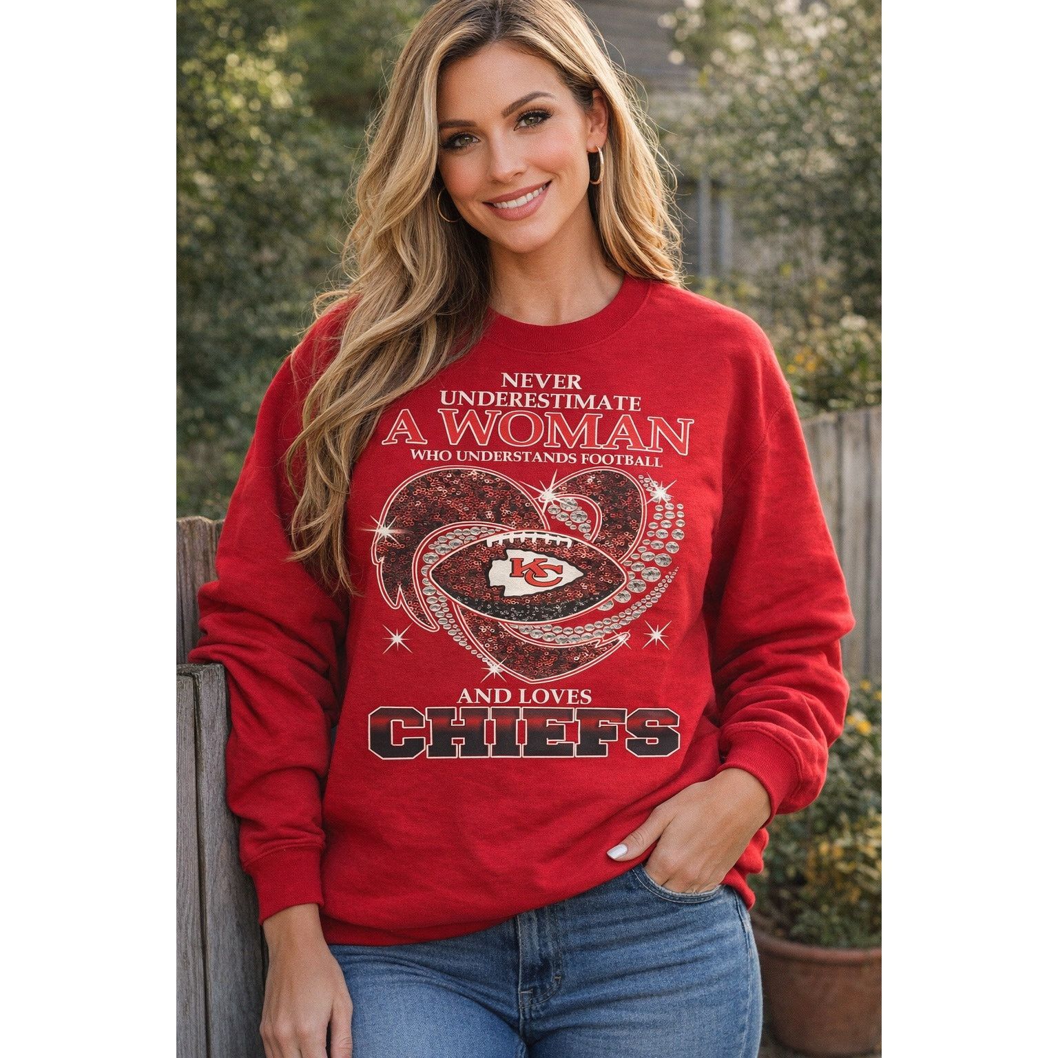 Gildan Kansas City Chiefs Size Woman's Large red sweatshirt Size L / US 10 / IT 46 - 1 Thumbnail