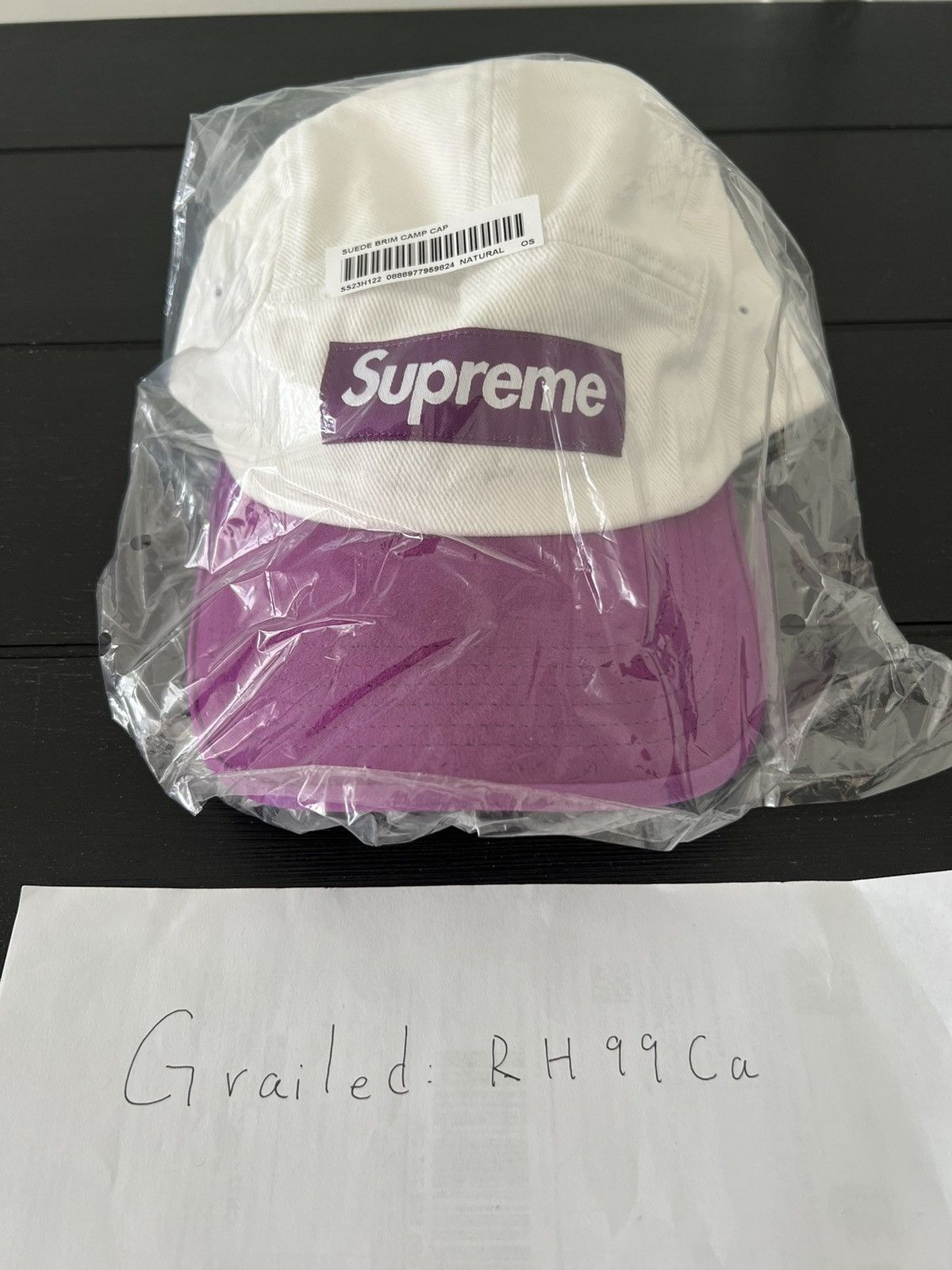 image of Supreme Suede Brim Camp Cap Natural Purple, Men's
