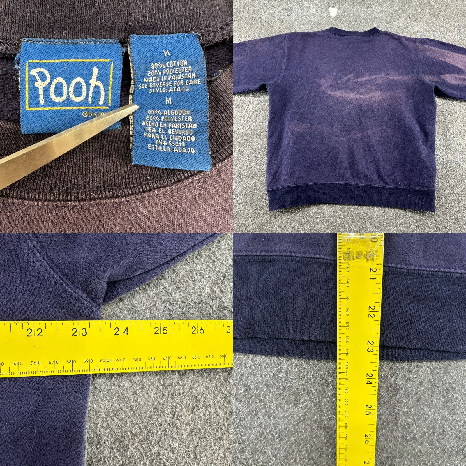 Disney VINTAGE Disney Winnie The Pooh Sweatshirt Womens M Blue Pullover 90s City Embroidered Logo Pockets Crew Neck Cotton Fleece Pullover Gift Size M / US 6-8 / IT 42-44 - 9 Thumbnail