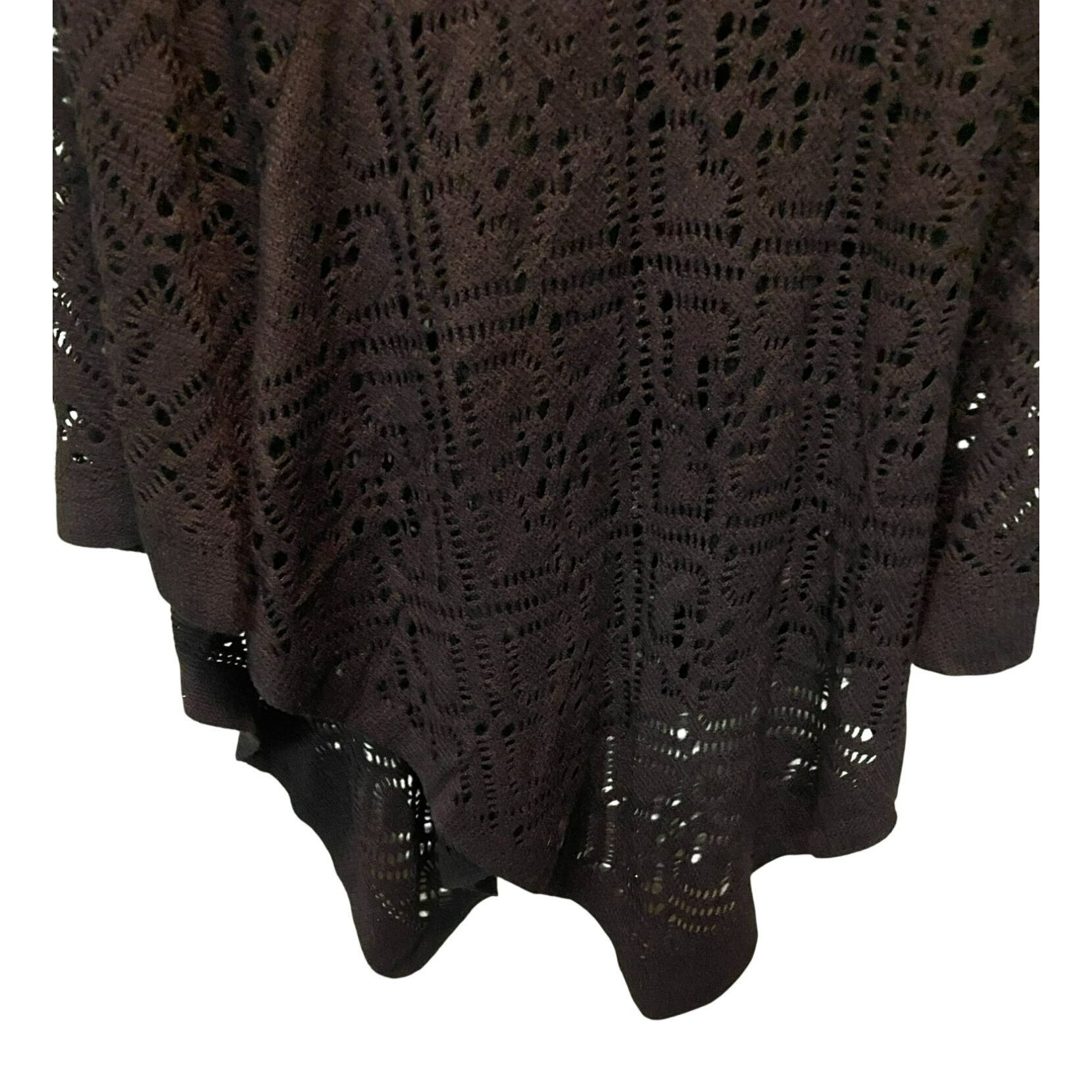 Other Crochet Patterned Knit Shawl For Women - Black Acrylic NWOT Size ONE SIZE - 3 Thumbnail