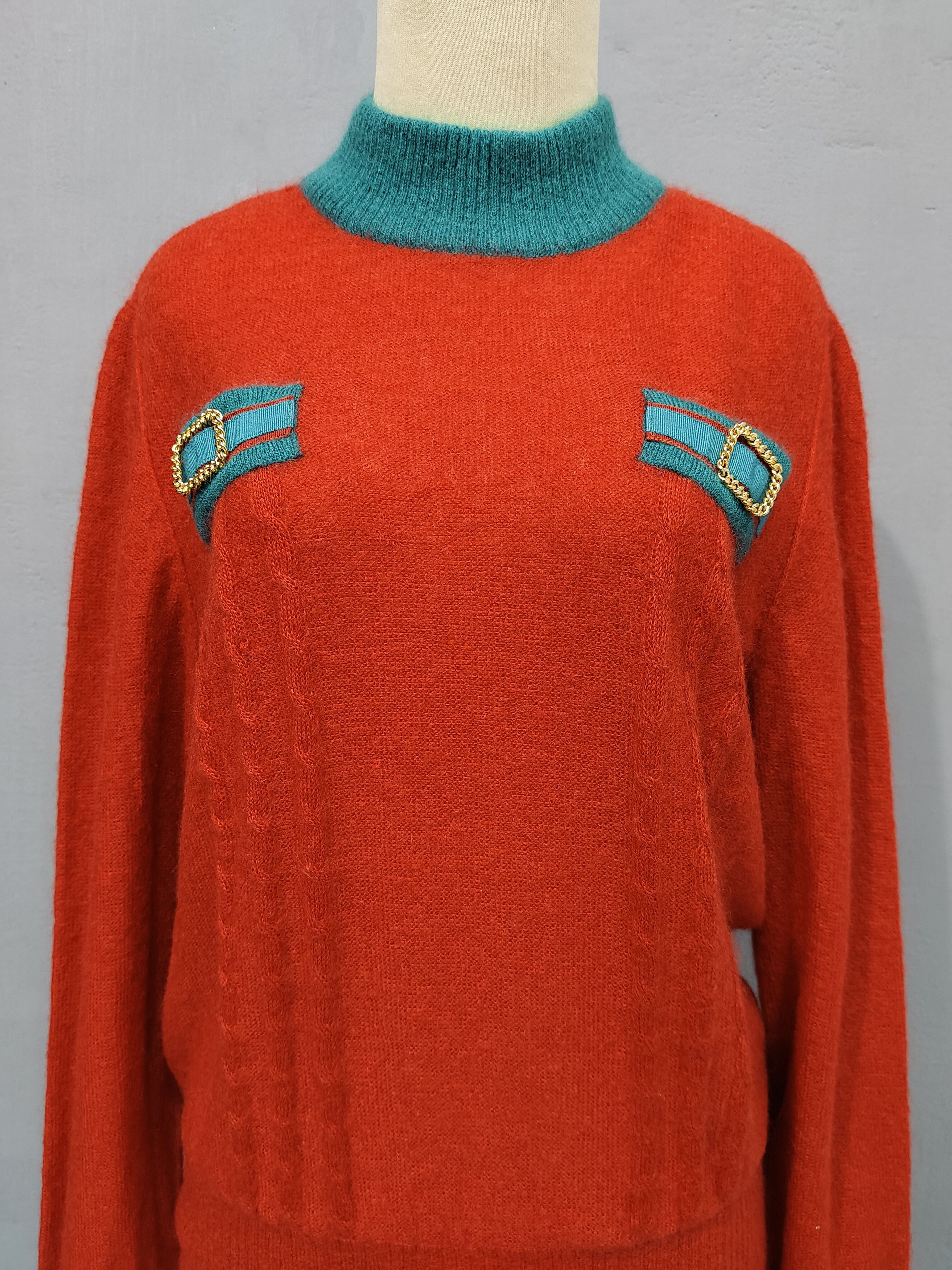 Vintage 🔥Vtg 80s Giorgio Grati Design Mohair Knitted Sweater Size L / US 10 / IT 46 - 2 Thumbnail