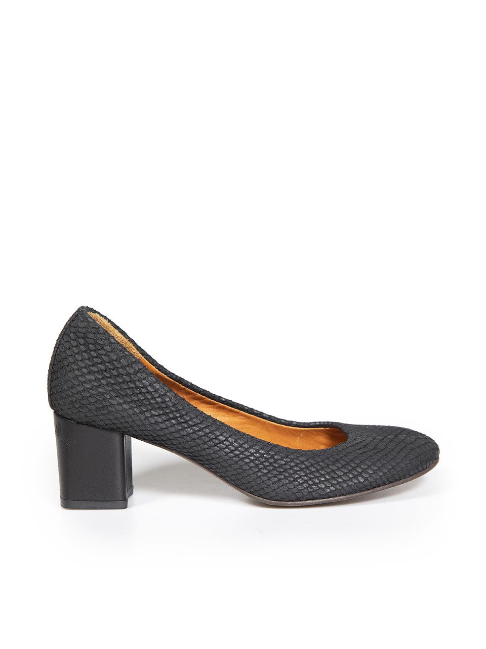 image of Lanvin Black Snakeskin Leather Pumps Shoes, Women's (Size 6)