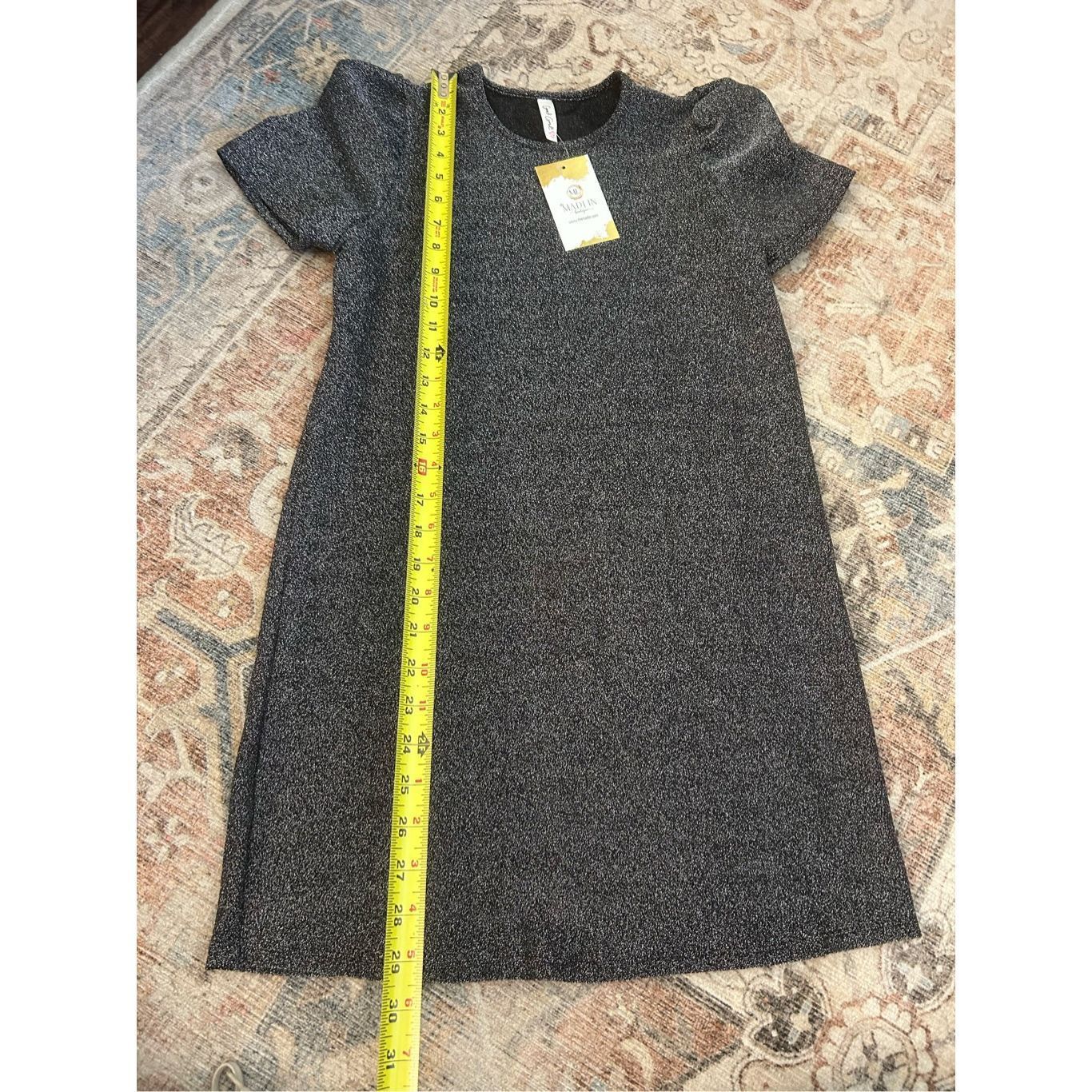 Other Good Girl NWT Silver Black Sparkle Holiday Dress Short Sleev Size ONE SIZE - 2 Thumbnail
