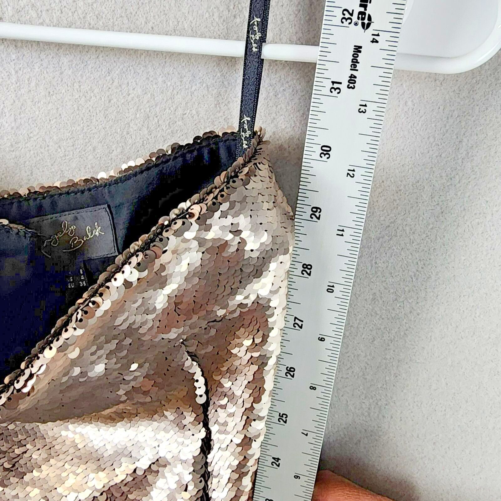 Vintage Angelys Balek Sequin Skirt Pewter Size 4 Size 27" / US 4 / IT 40 - 4 Thumbnail