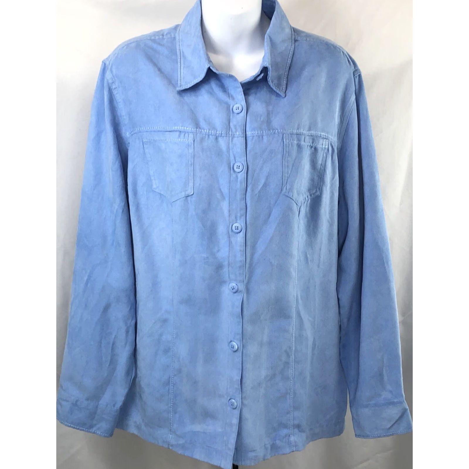 Croft & Barrow Croft Barrow Button-Up Shacket Top XL Blue Pockets Croft & Barrow Shacket/Blue/XL/Buttons/Tops Women Size XL / US 12-14 / IT 48-50 - 4 Thumbnail