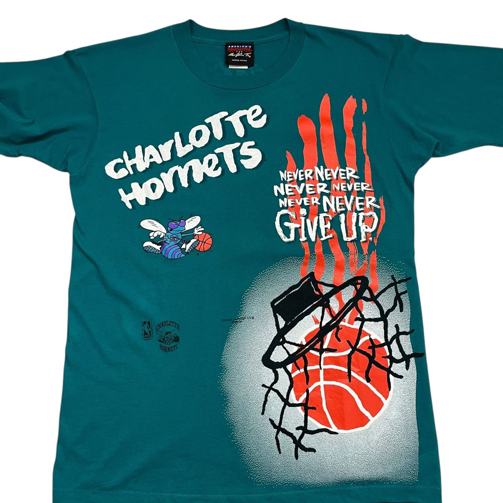 NBA VTG 90s CHARLOTTE HORNET MAGIC JOHNSON T'S AOP T-SHIRT Sz L Size US L / EU 52-54 / 3 - 4 Thumbnail
