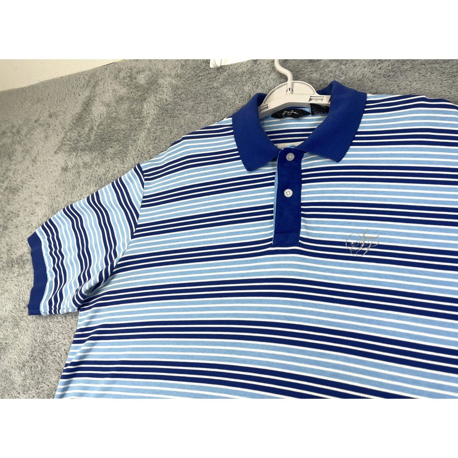 Sean John Sean John Polo Shirt Mens XL Blue White Striped Embroidered Classic Casual Tee Size US XL / EU 56 / 4 - 2 Thumbnail