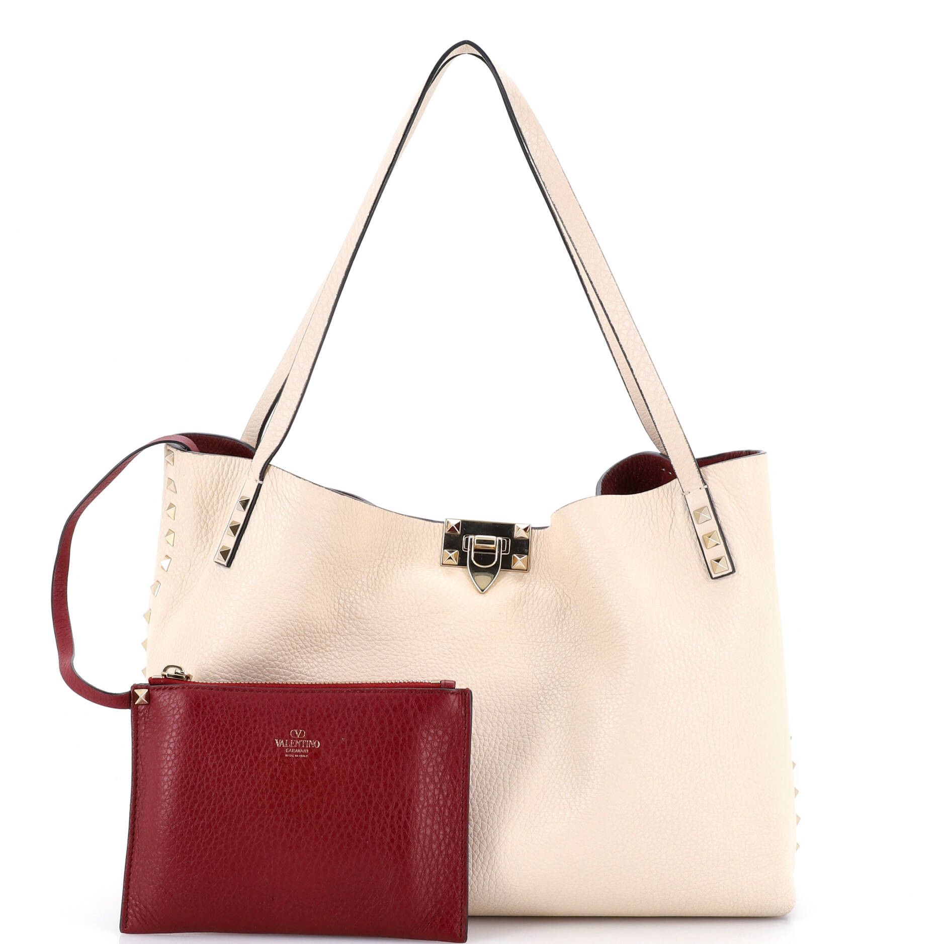 Valentino Rockstud Convertible Flip Lock Tote Leather Medium Size ONE SIZE - 1 Thumbnail