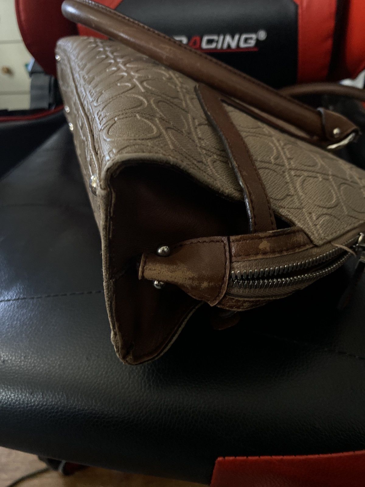 Salvatore Ferragamo Salvatore Ferragamo Beige Brown Gancini Embossed Leather zip Size ONE SIZE - 4 Thumbnail