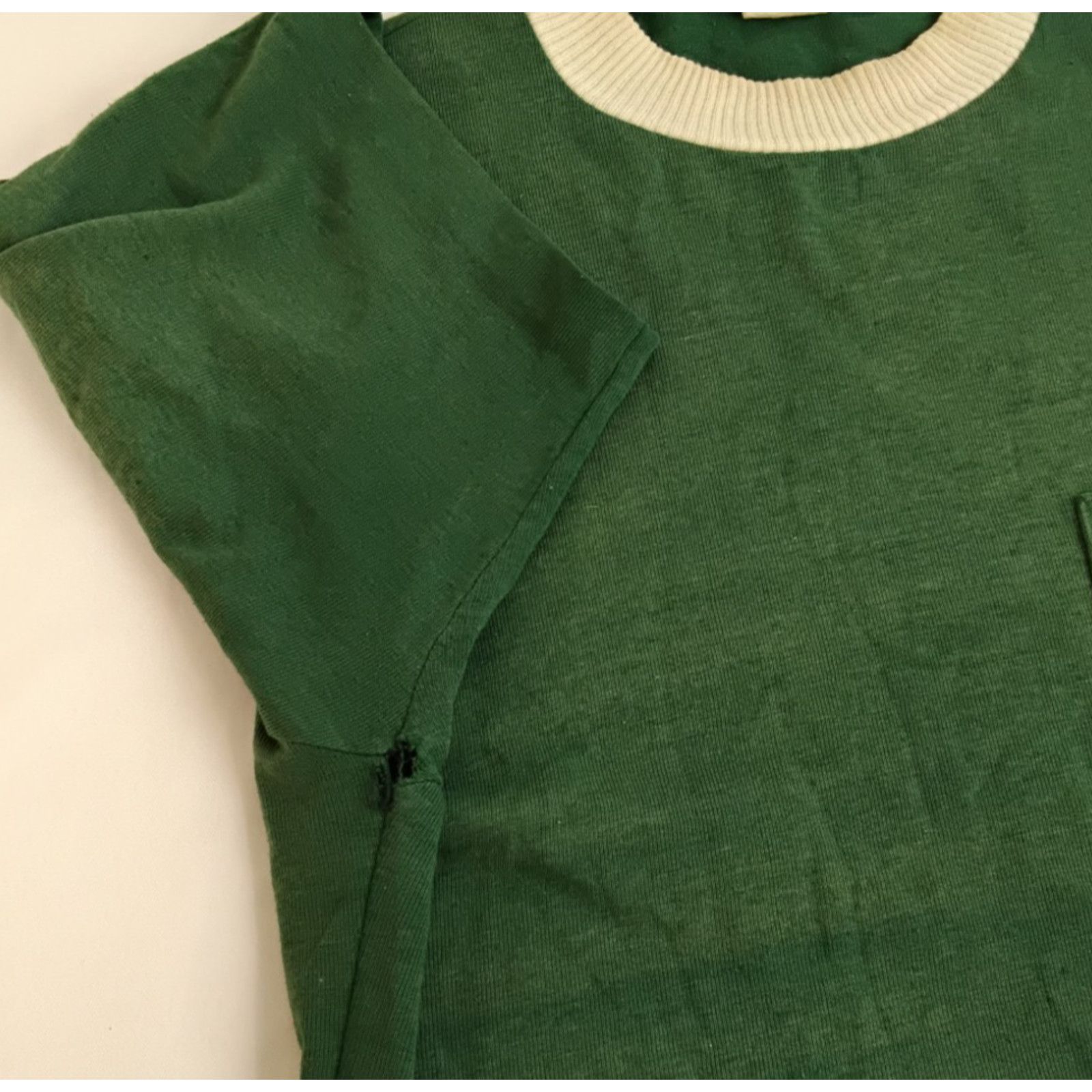 Handmade One Pocket Cotton T-Shirt Men's S Green VTG 1950s Small Hole Size US S / EU 44-46 / 1 - 5 Thumbnail