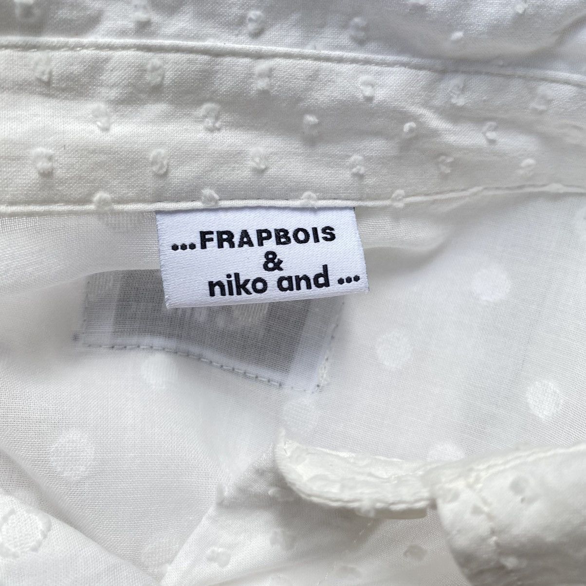 Frapbois FRAPBOIS & niko and ... White Dobby Cotton Blouse Size L / US 10 / IT 46 - 12 Thumbnail