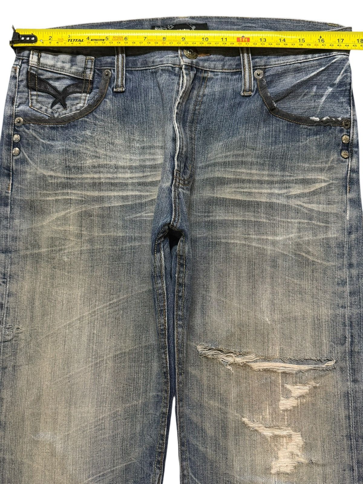 If Six Was Nine Vintage Japanese Brand Mud Wash Faded Distress Straight Leg Size US 34 / EU 50 - 11 Thumbnail
